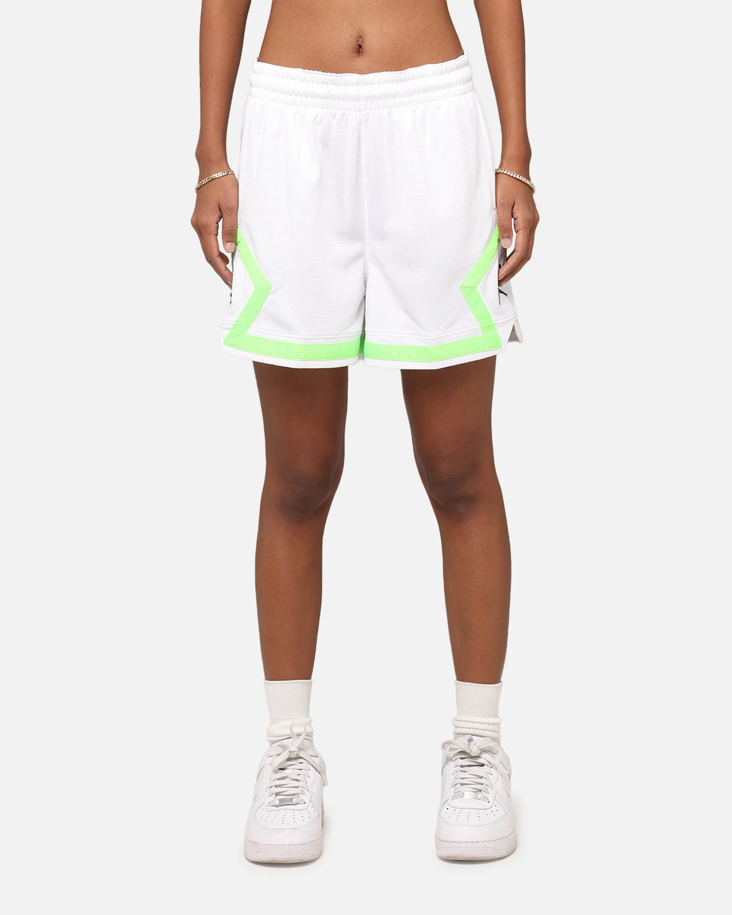 Jordan Women's Dr-FIT 4" Sport Diamond Shorts White/White/Green - Image 4