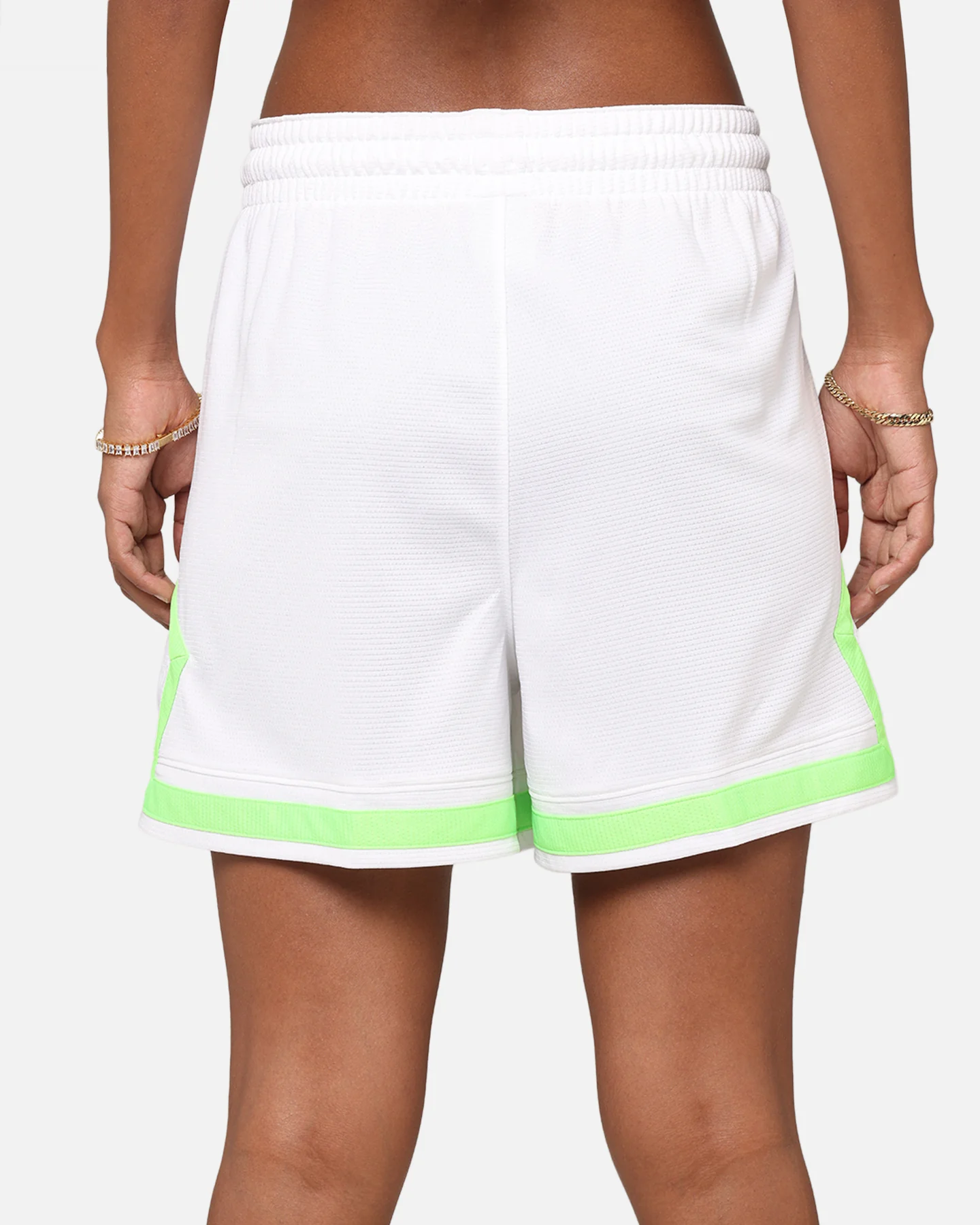 Jordan Women's Dr-FIT 4" Sport Diamond Shorts White/White/Green - Image 7