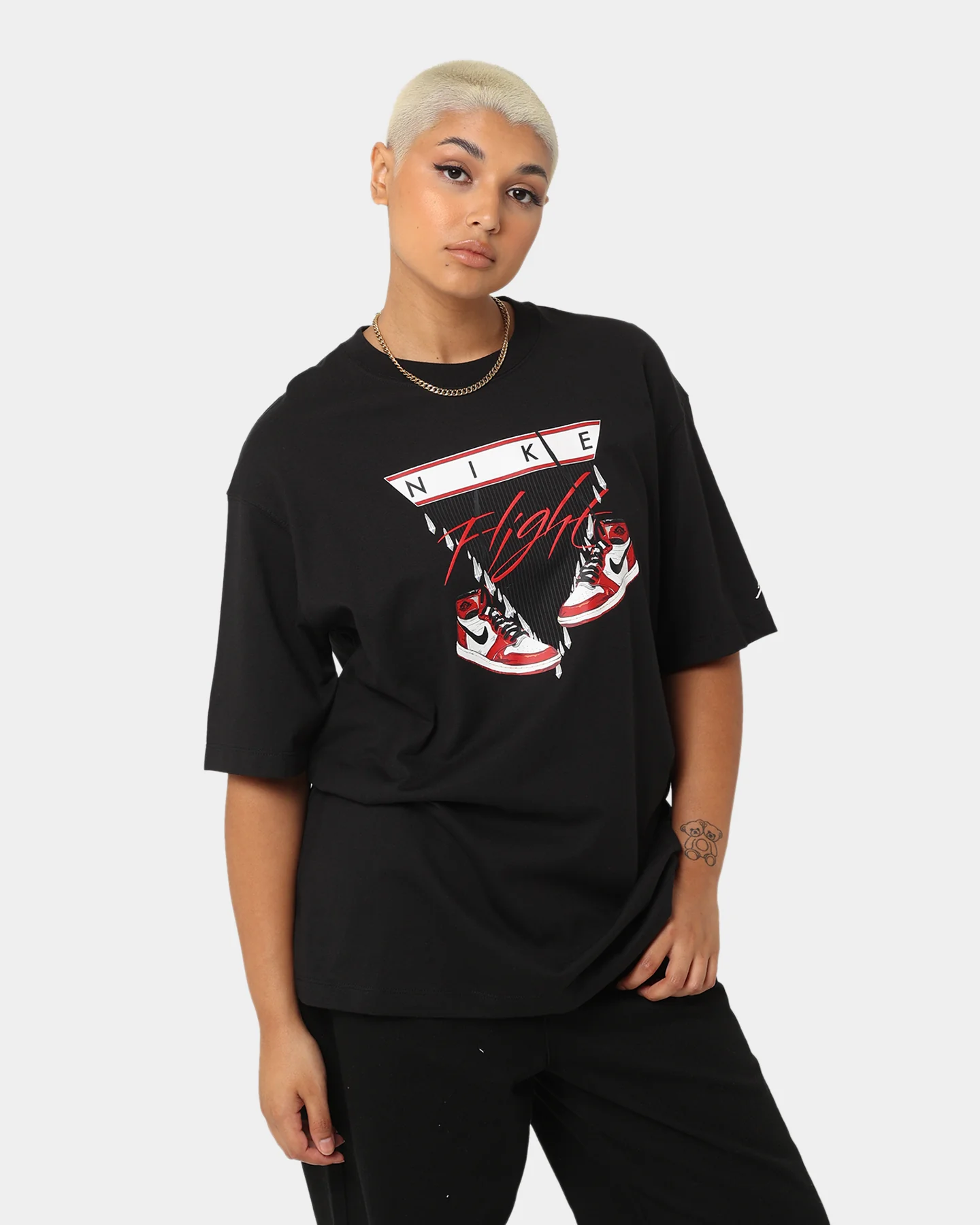 Jordan Women's Jordan Flight Shoe Graphic T-Shirt Black/Varsity Red - Image 5