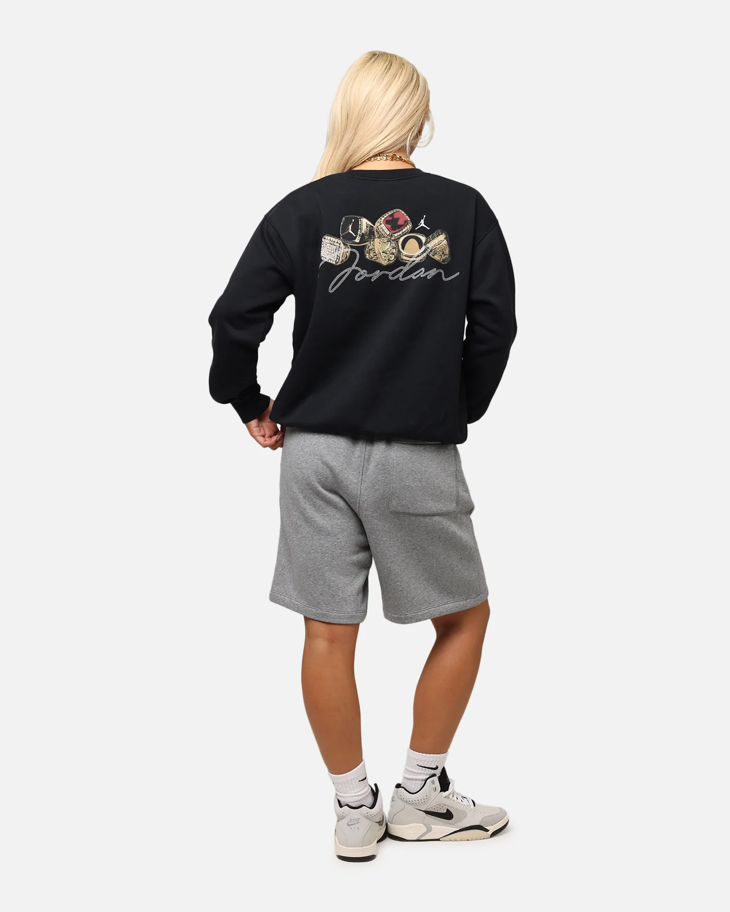 Jordan Women's Jumpman Brooklyn Fleece Graphic Crewneck Black/Sail - Image 3