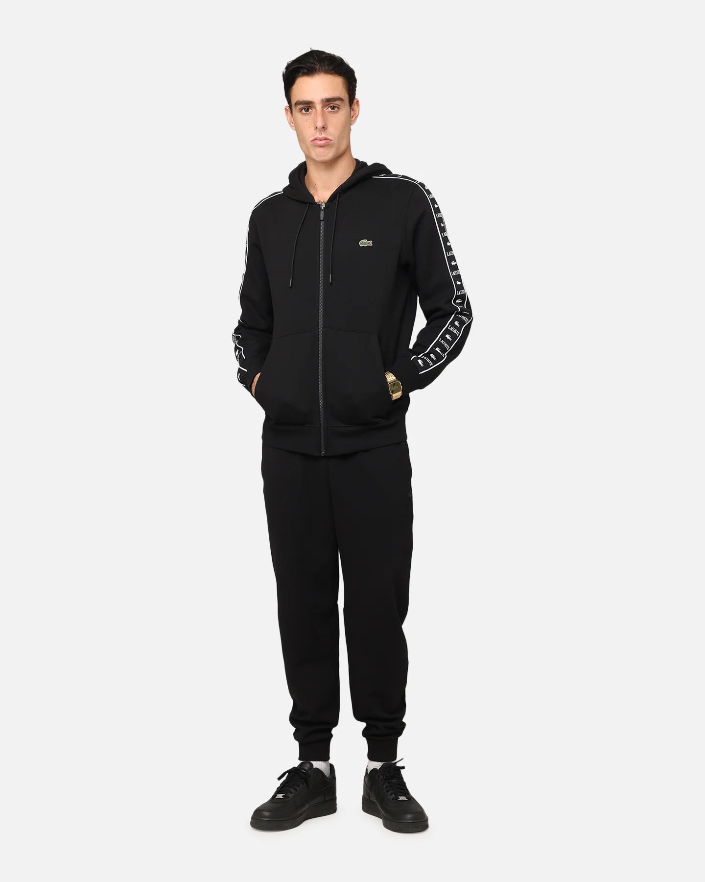 Lacoste 23 Tape Hoodie Black - Image 2