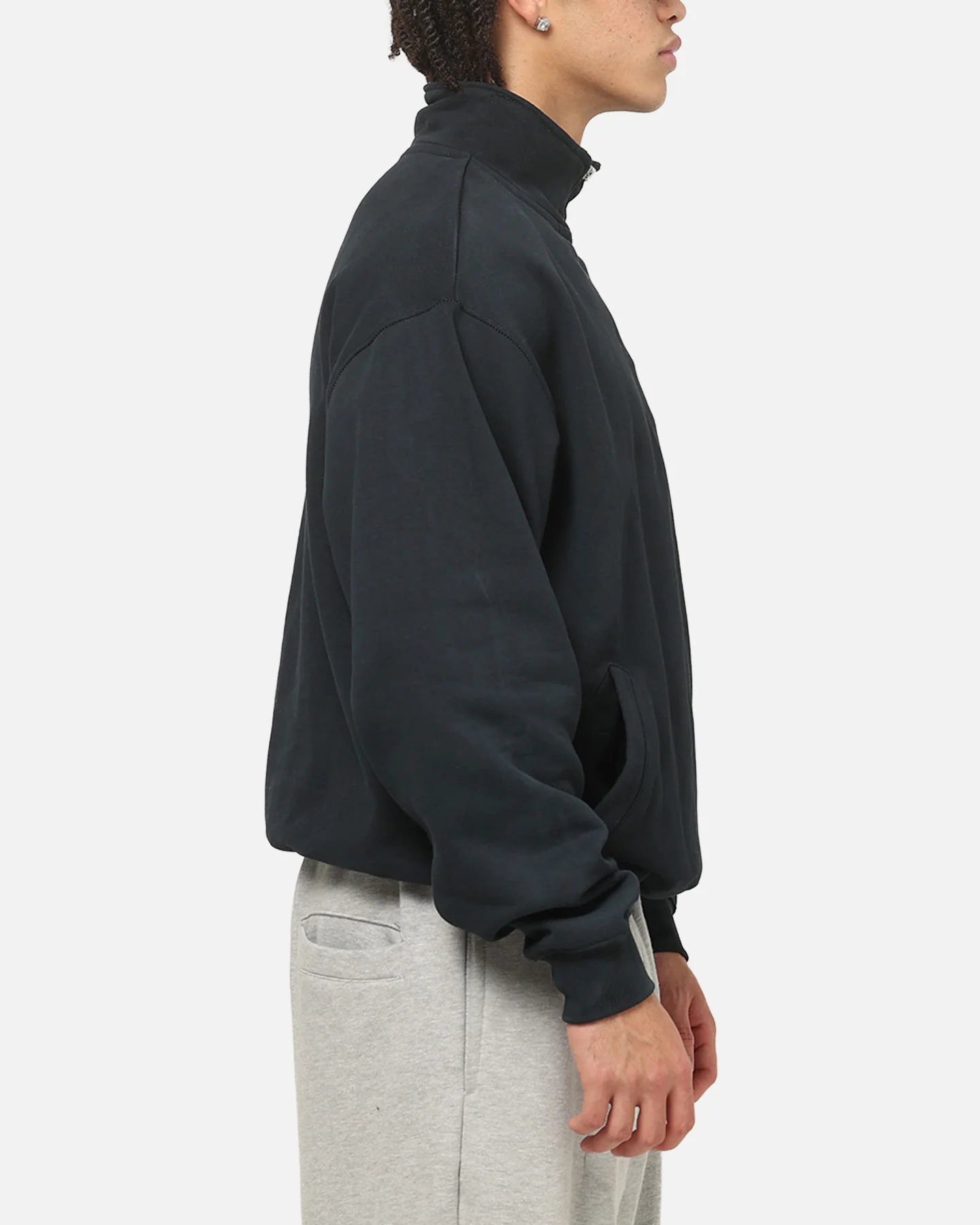 American Thrift Leisure Quarter Zip Mock Neck Sweater Washed Black - Image 4