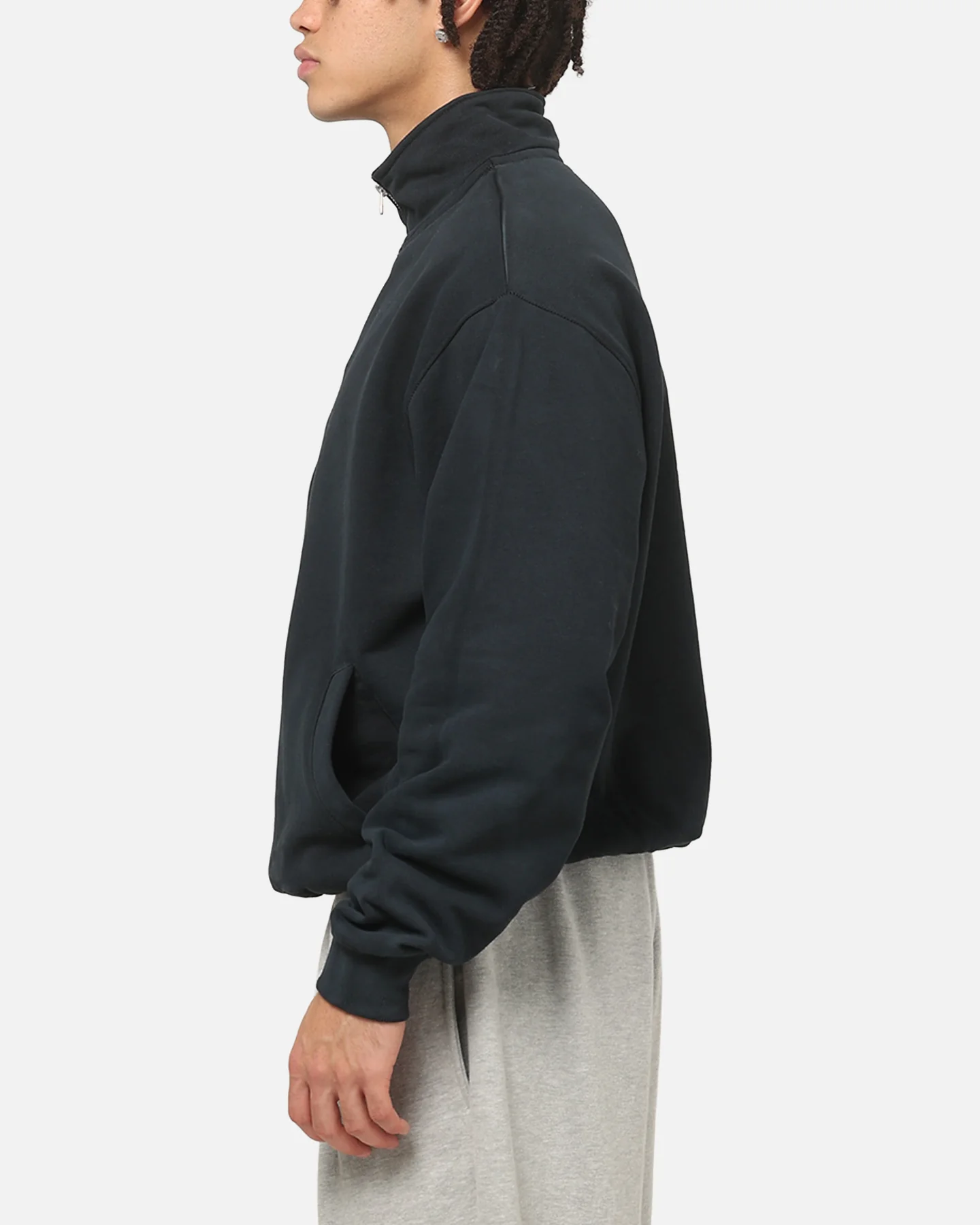 American Thrift Leisure Quarter Zip Mock Neck Sweater Washed Black - Image 5