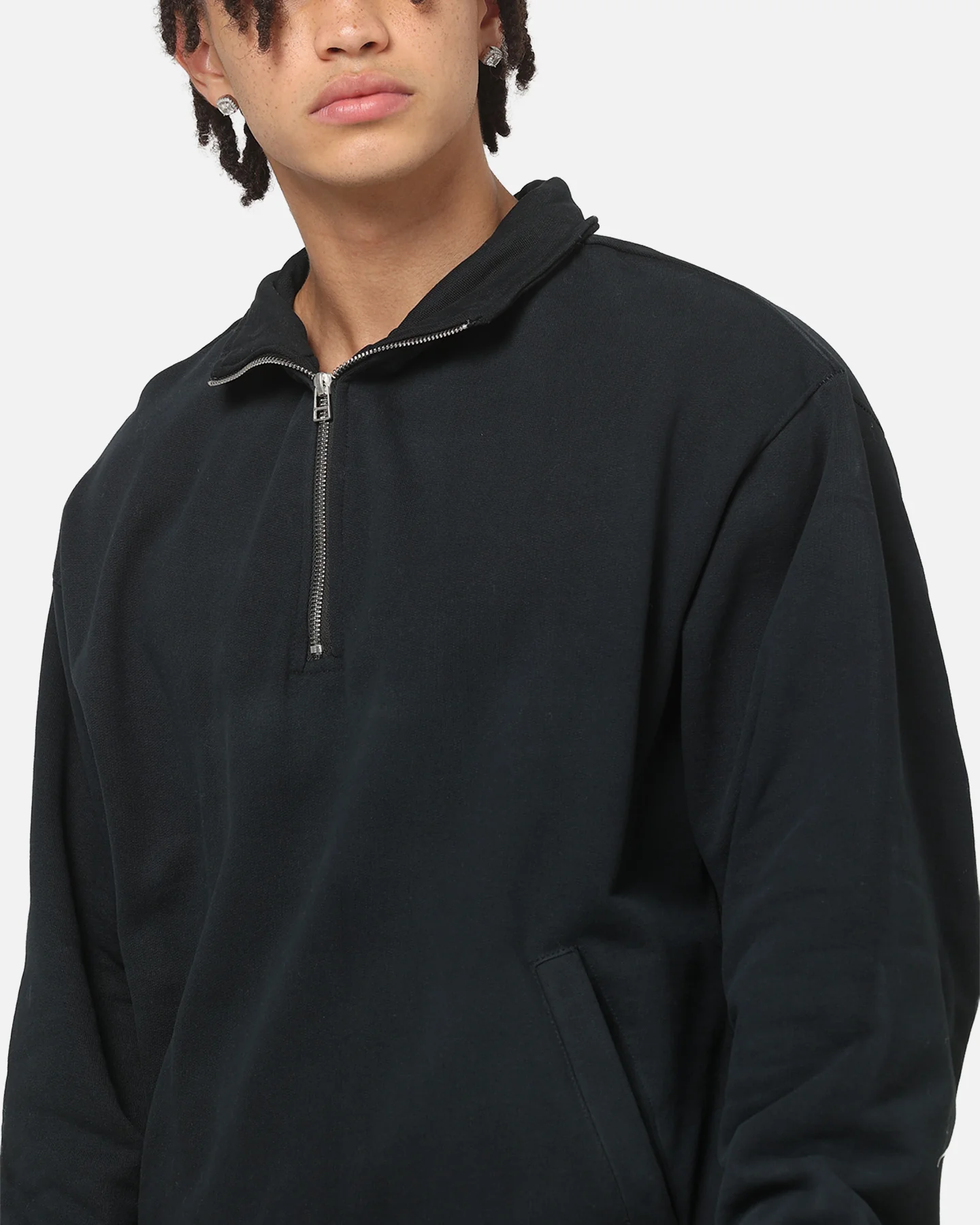 American Thrift Leisure Quarter Zip Mock Neck Sweater Washed Black - Image 6