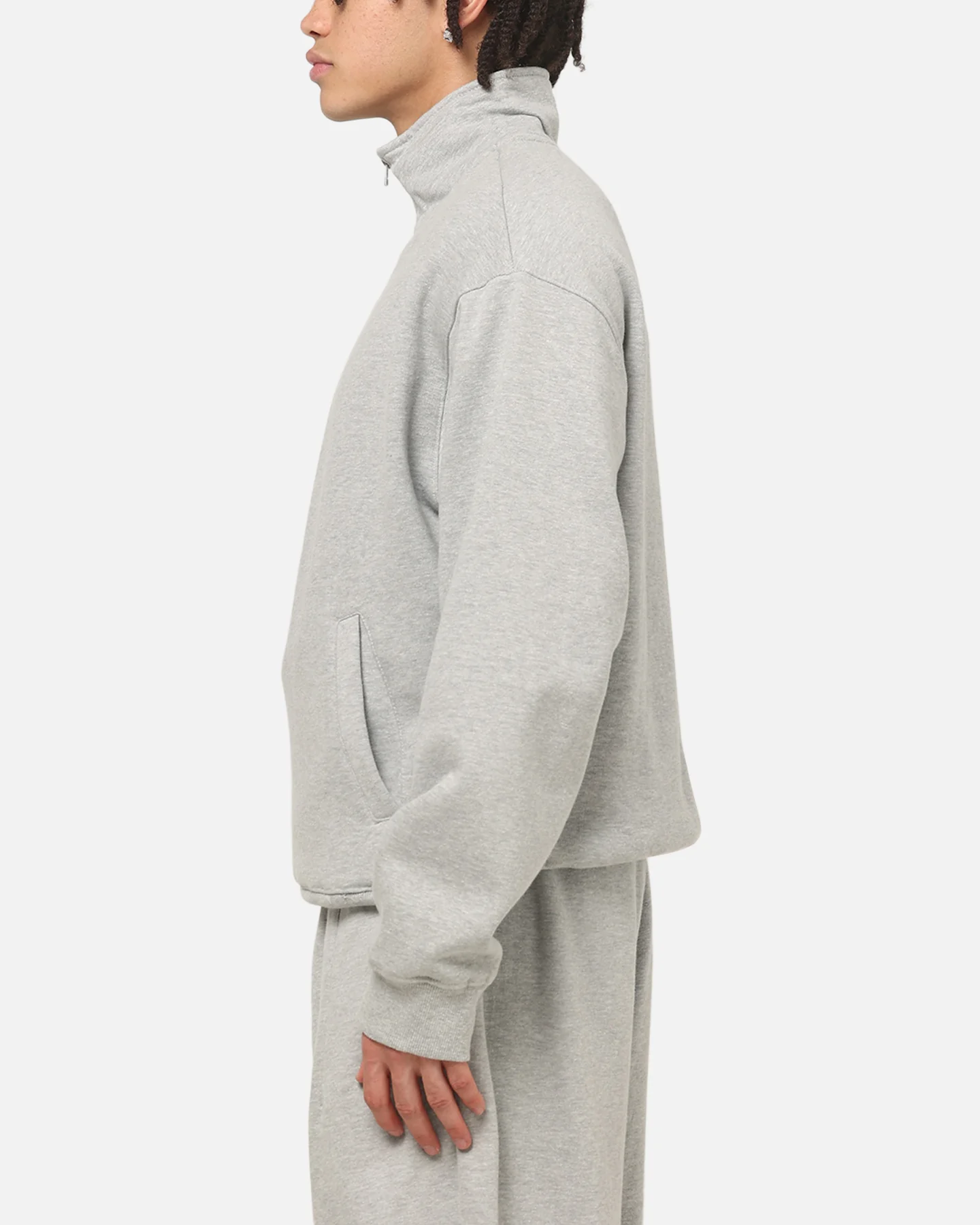 American Thrift Leisure Quarter Zip Mock Neck Sweater Grey Marle - Image 5