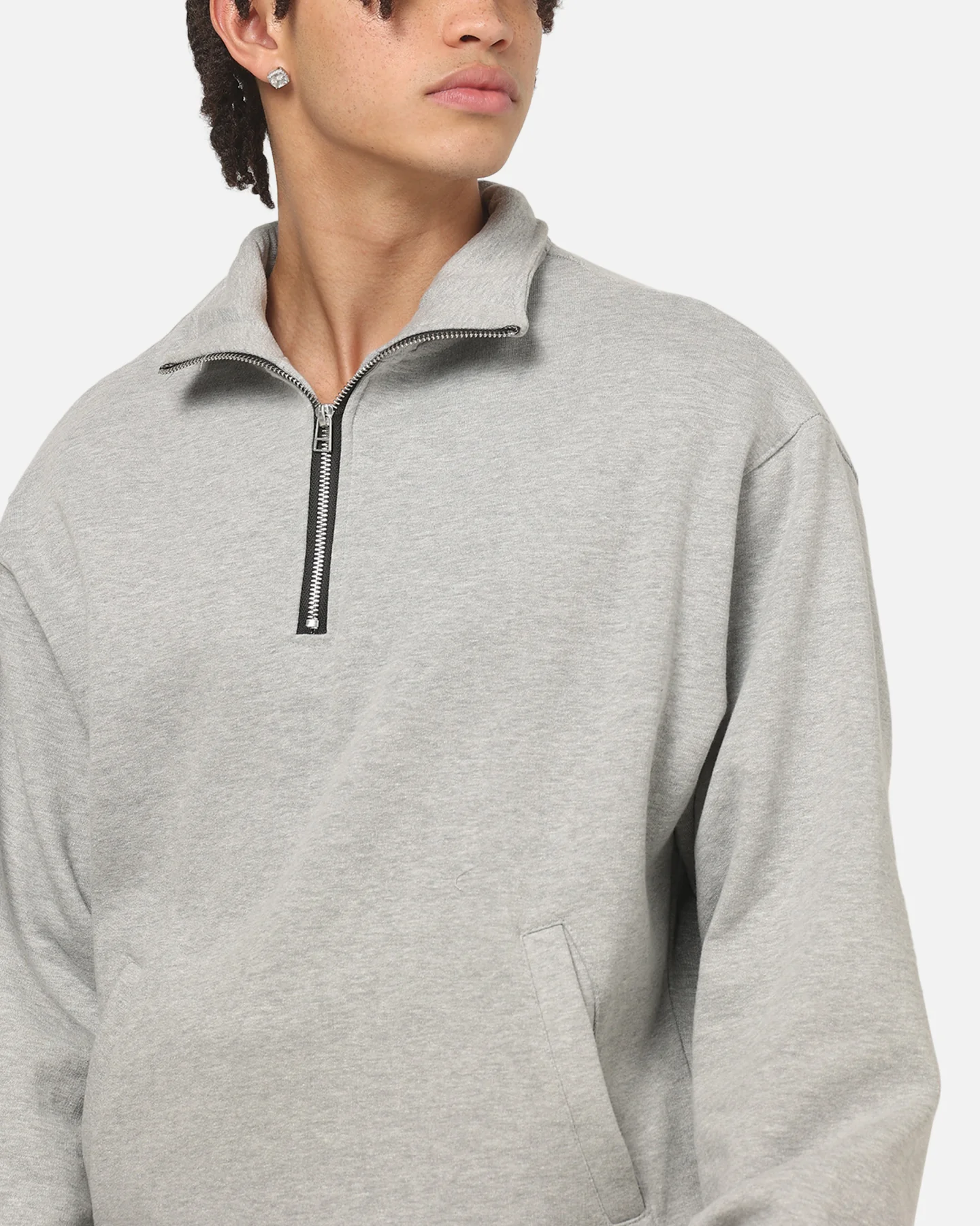American Thrift Leisure Quarter Zip Mock Neck Sweater Grey Marle - Image 7