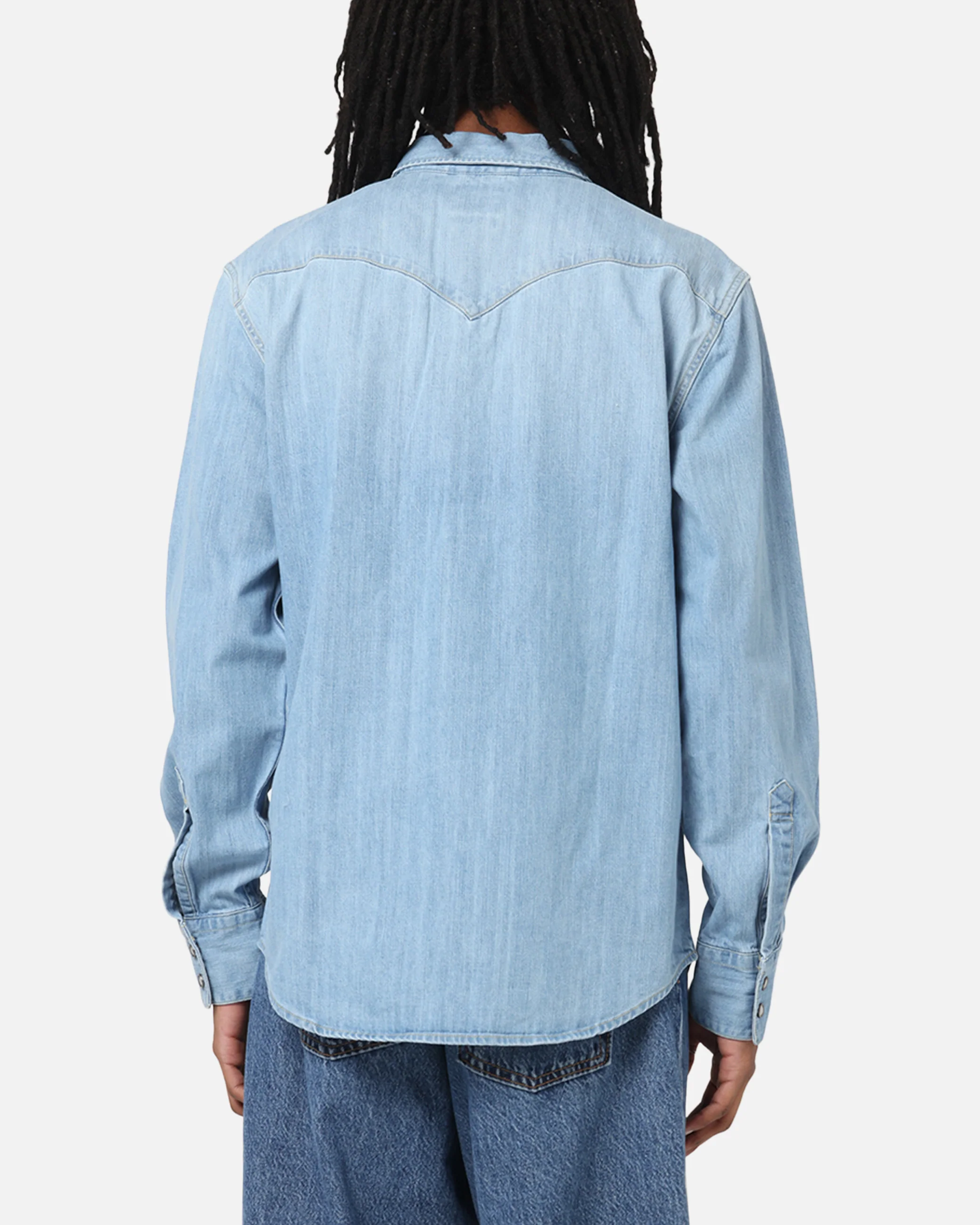 Levi Strauss And Co Barstow Western Standard Denim Button Up Shirt Blue - Image 3