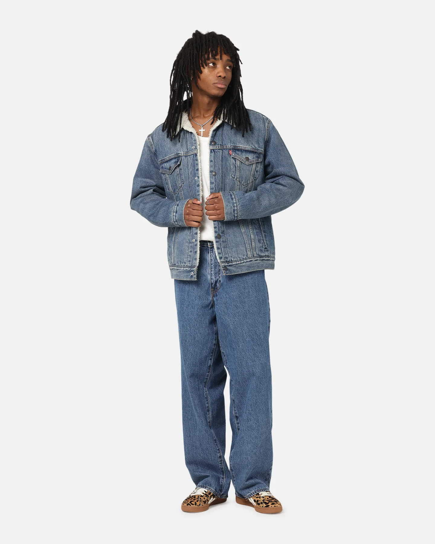 Levi Strauss And Co Relaxed Fit Sherpa Trucker Jacket Blue - Image 2