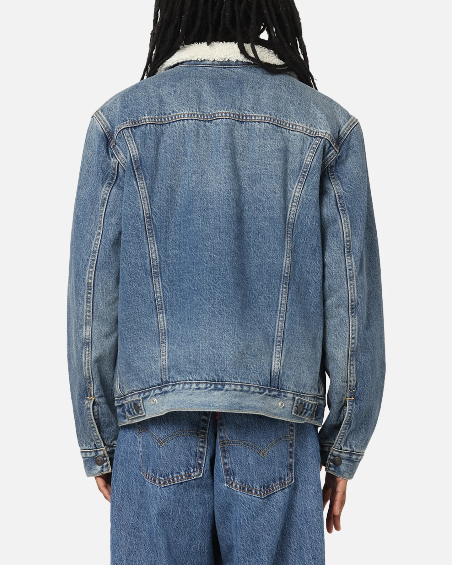 Levi Strauss And Co Relaxed Fit Sherpa Trucker Jacket Blue - Image 3