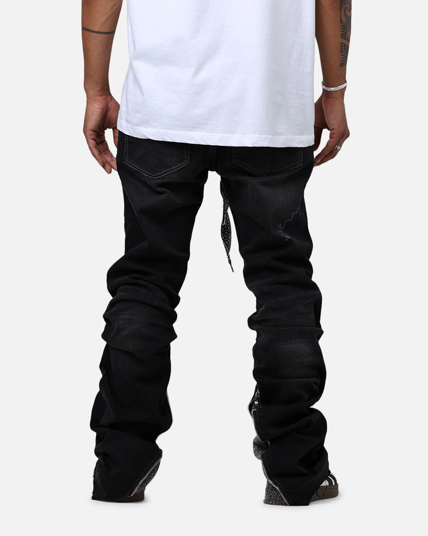 Lifted Anchors "Steffi" Knitted Stacked Flare Jeans Black/Oak - Image 5