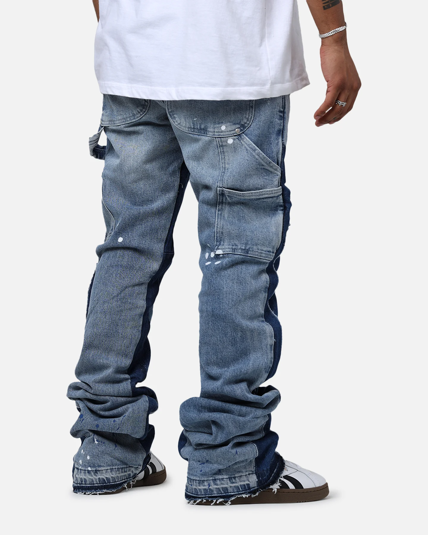 Lifted Anchors "Venus" Floral Stacked Denim Jeans Blue Wash - Image 3