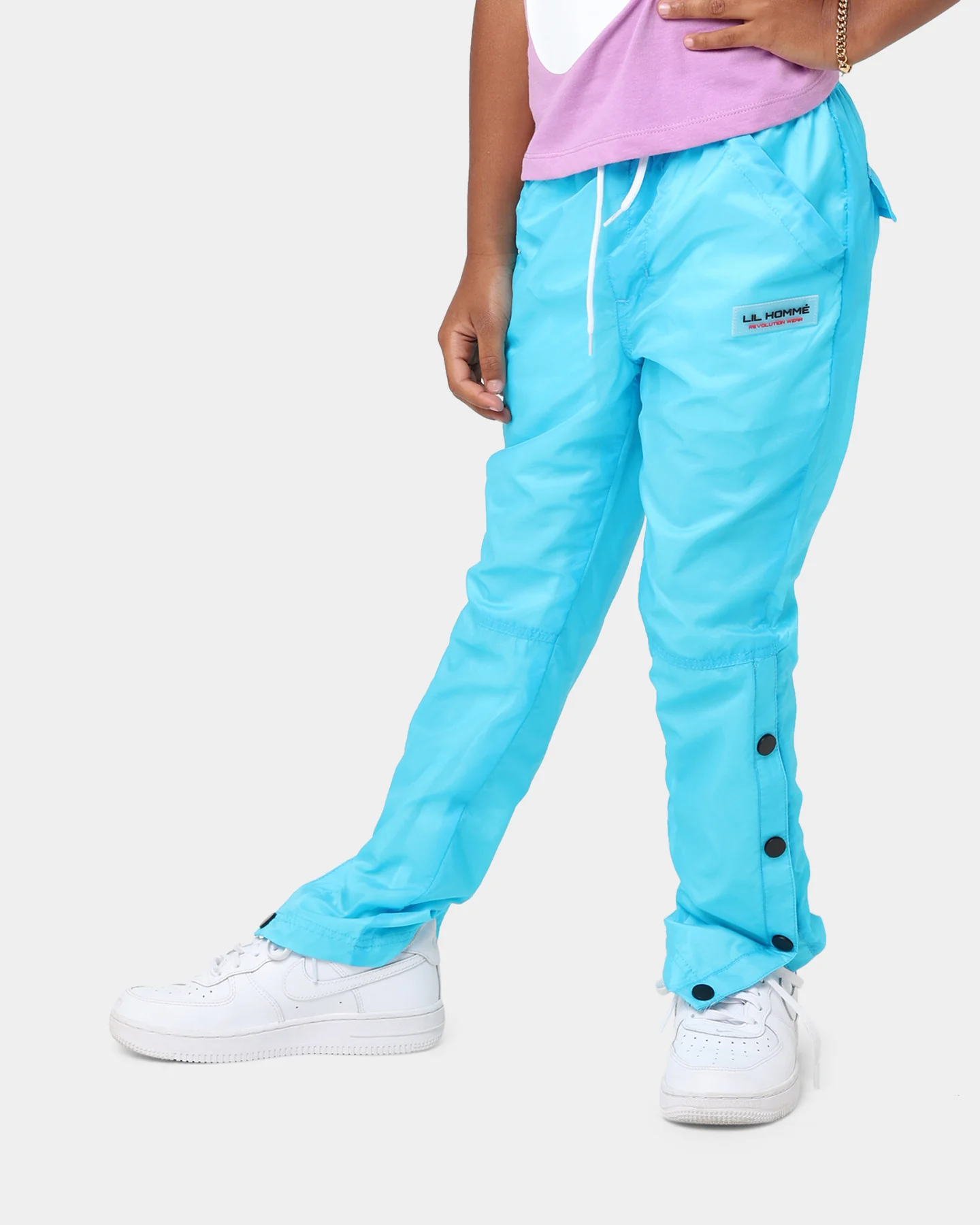 Lil Homme Kids' LH RW Snap Track Pants Baby Blue - Image 2