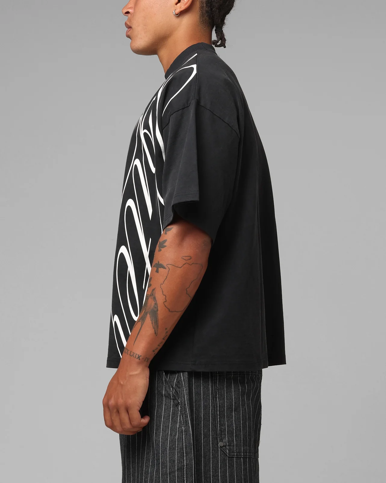 Loiter Script T-Shirt Washed Black - Image 5