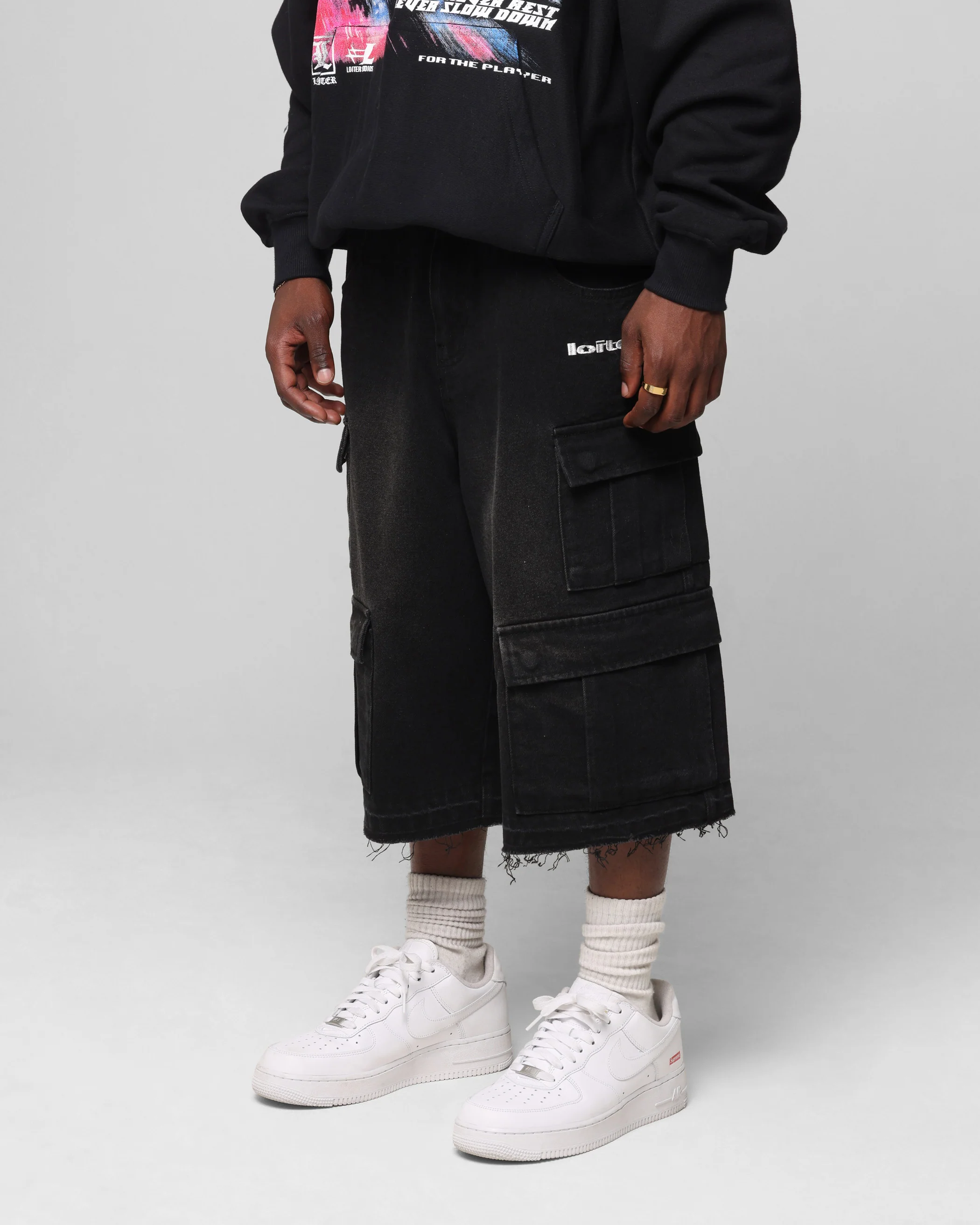 Loiter 3 Quarter Pants Washed Black - Image 6