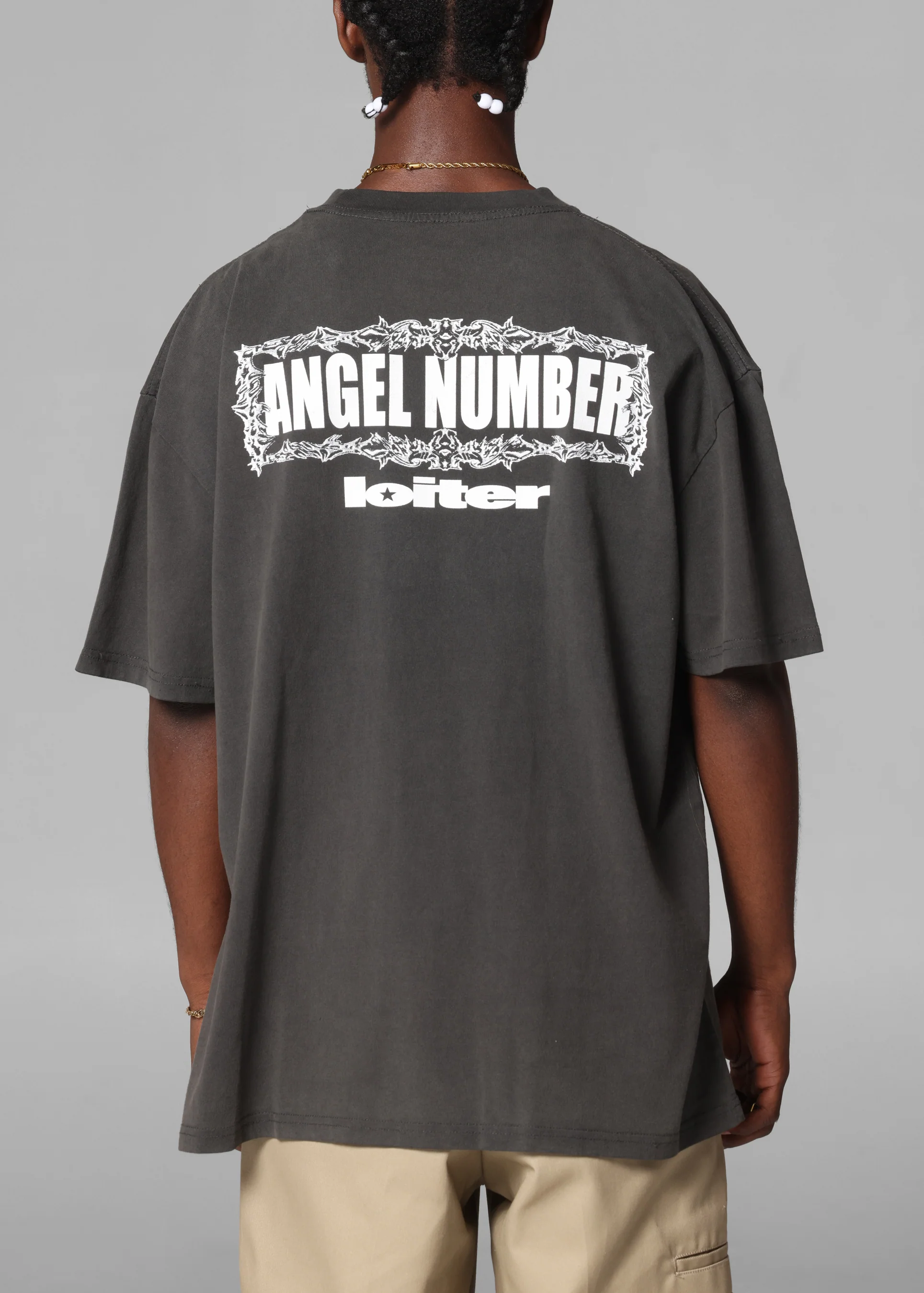 Loiter Angel Number T-Shirt Black Wash - Image 2