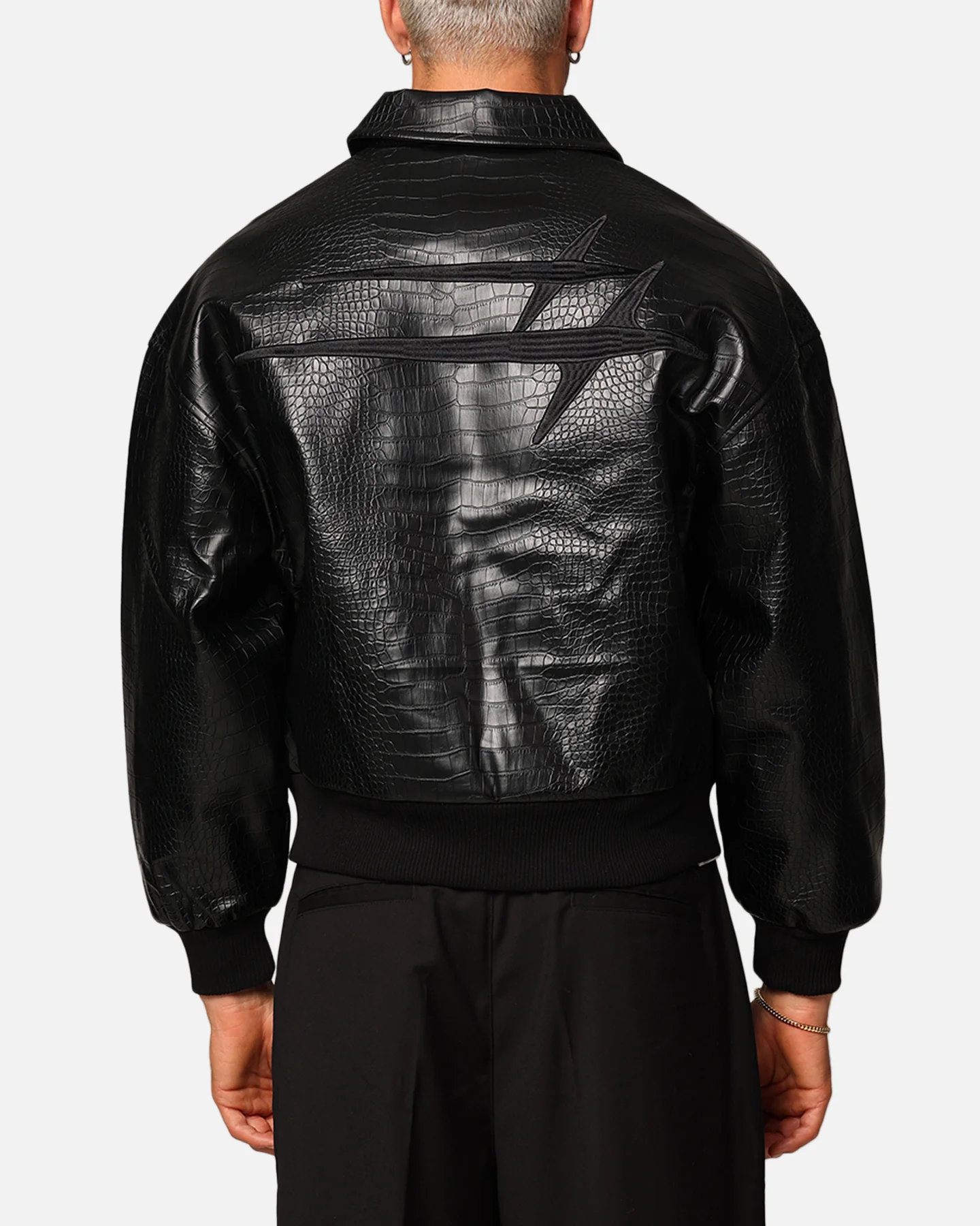 Loiter Atmosphere PU Leather Bomber Jacket Black - Image 5