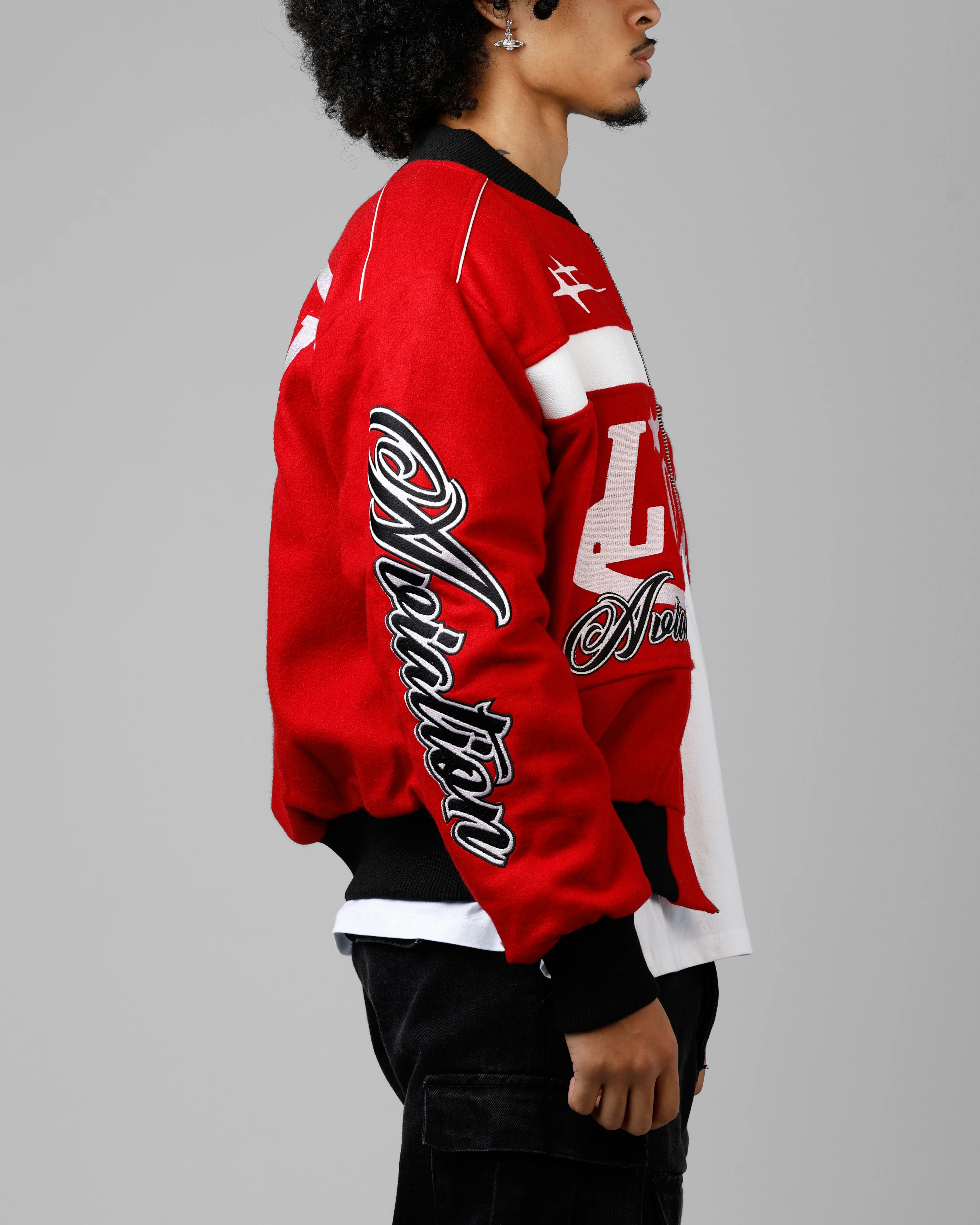 Loiter Aviation Bomber Jacket Red/Black - Image 4