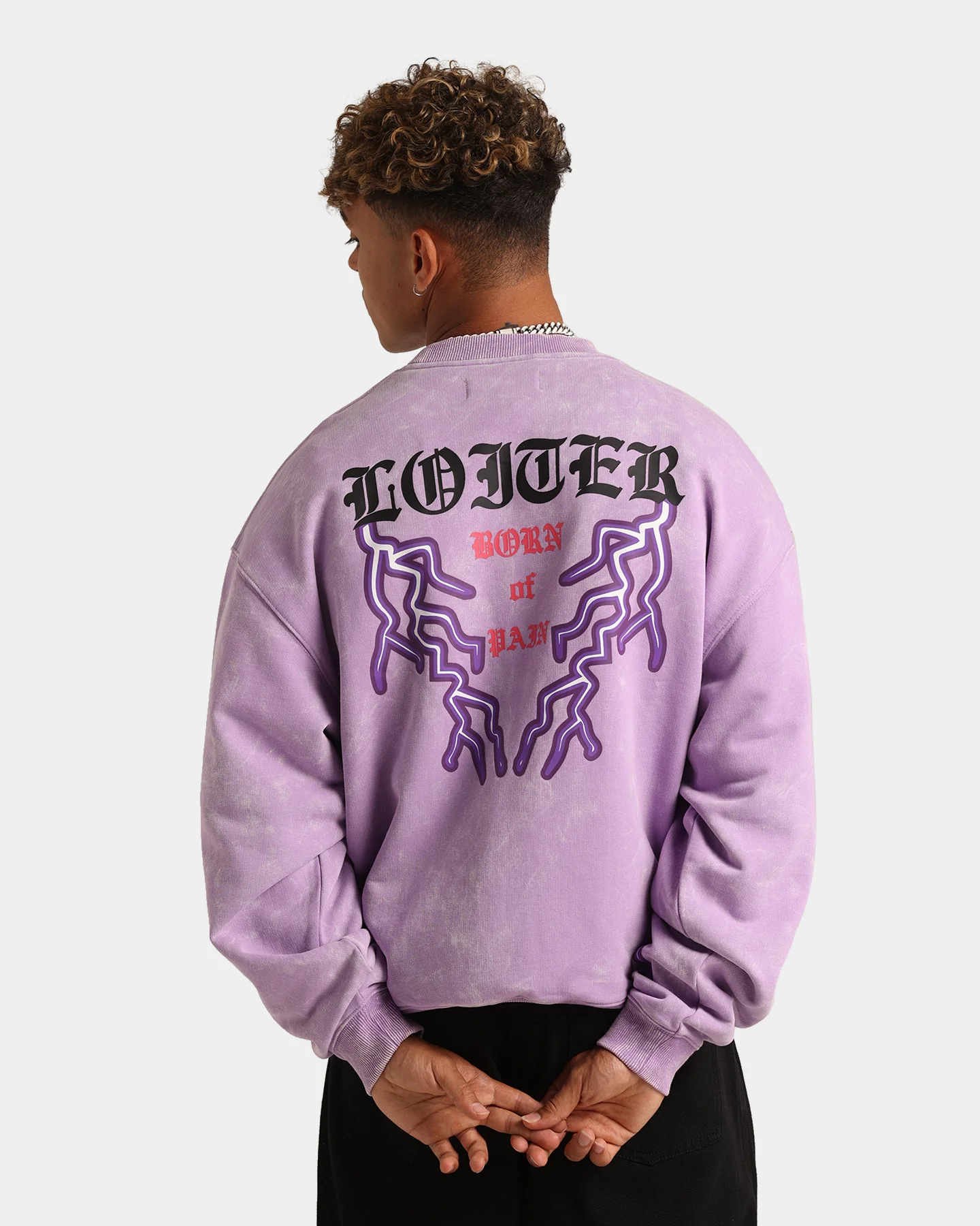 Loiter Born Of Pain Crewneck Purple Tie Dye - Image 2