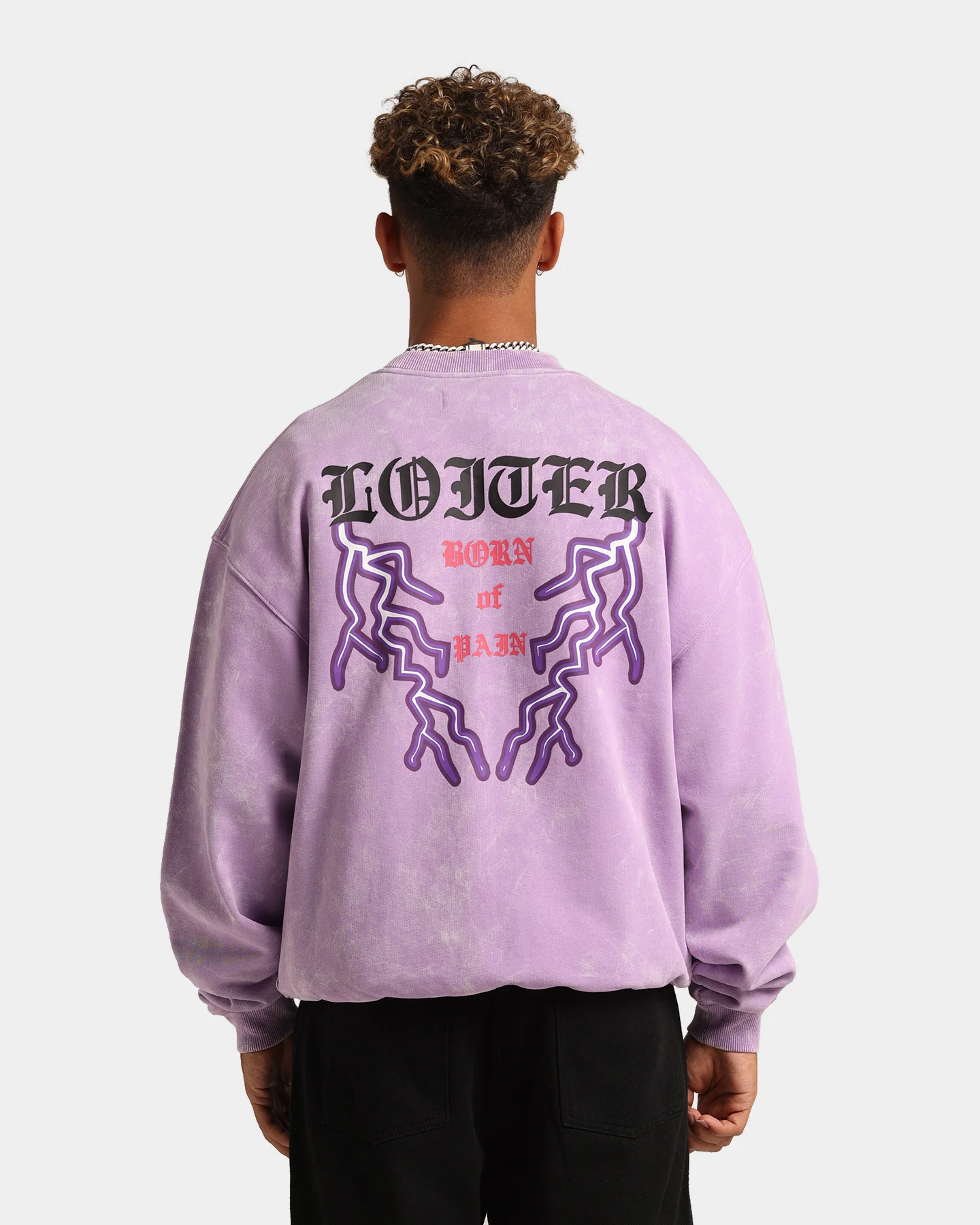 Loiter Born Of Pain Crewneck Purple Tie Dye - Image 5