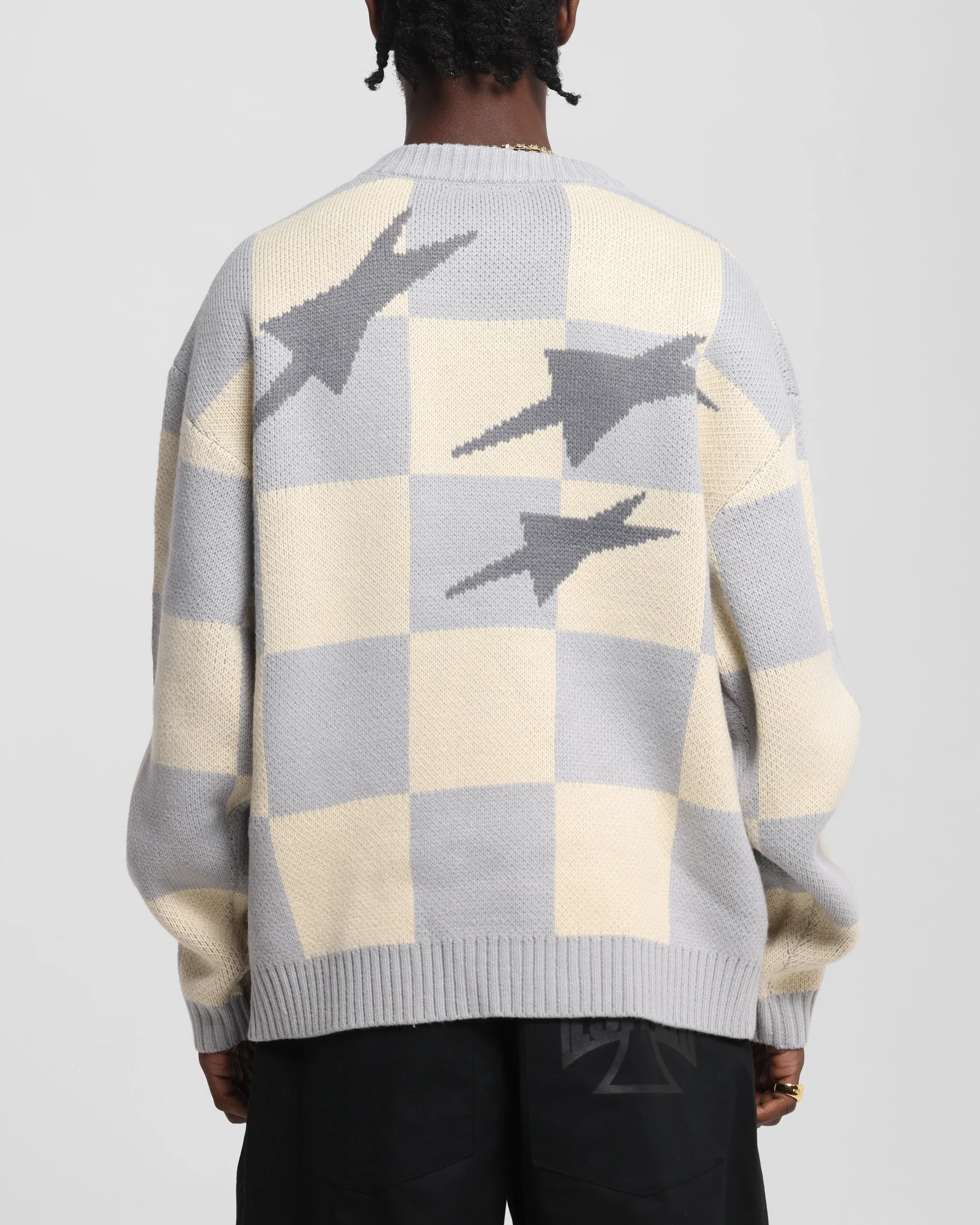 Loiter Checker Knit Sweater Grey/Off White - Image 2