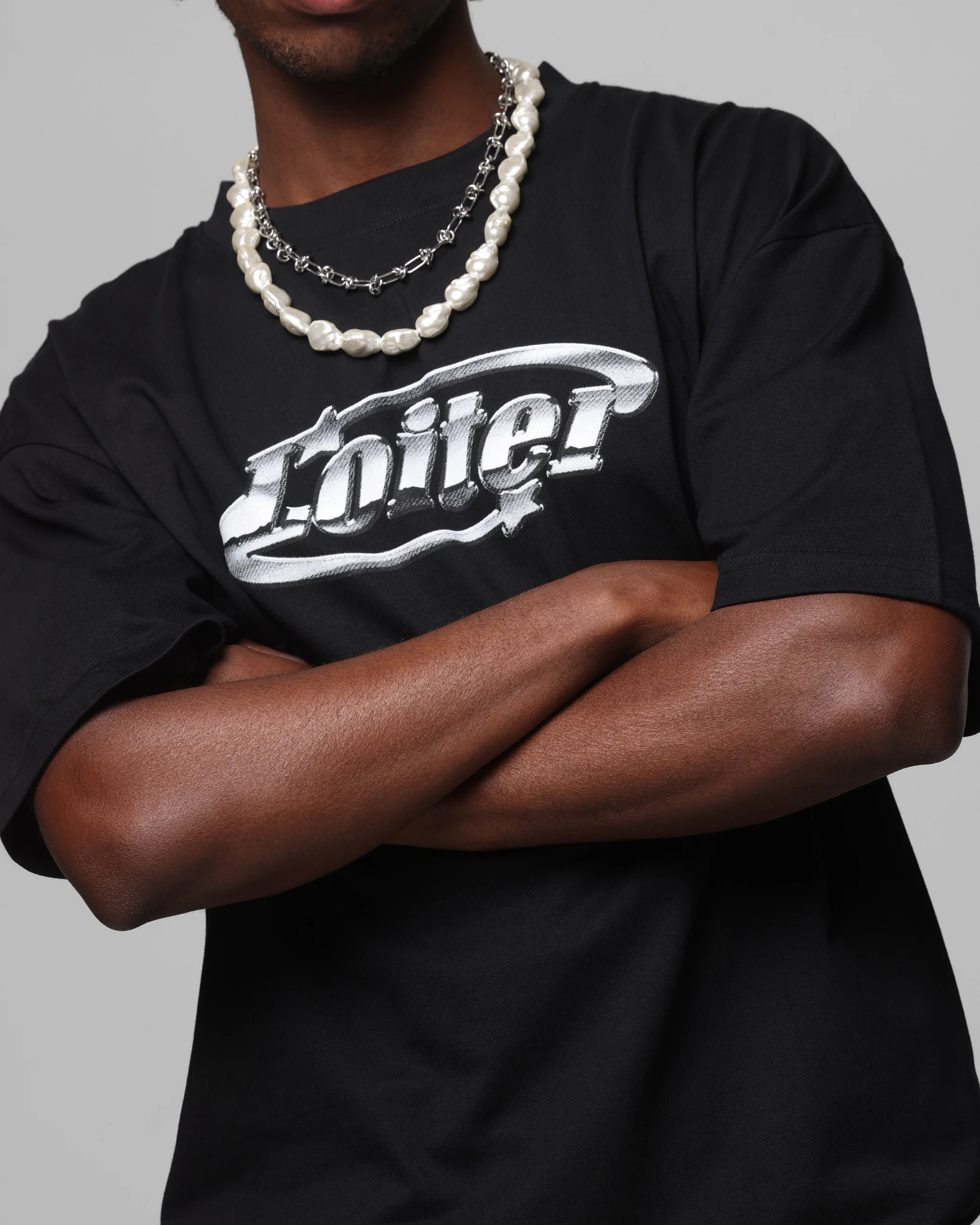 Loiter Chrome Logo T-Shirt Black - Image 7