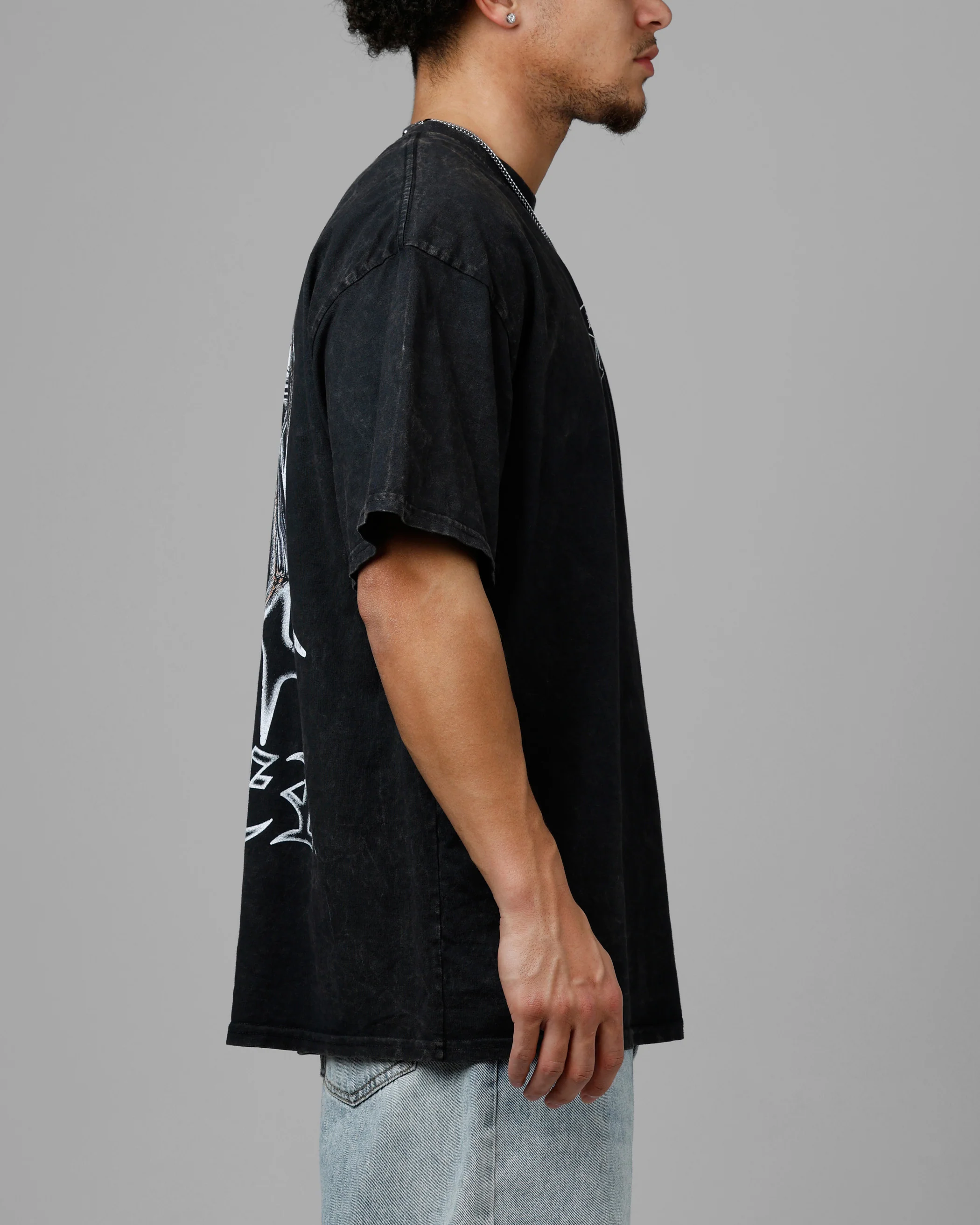 Loiter Chrome Spider T-Shirt Black Acidwash - Image 4