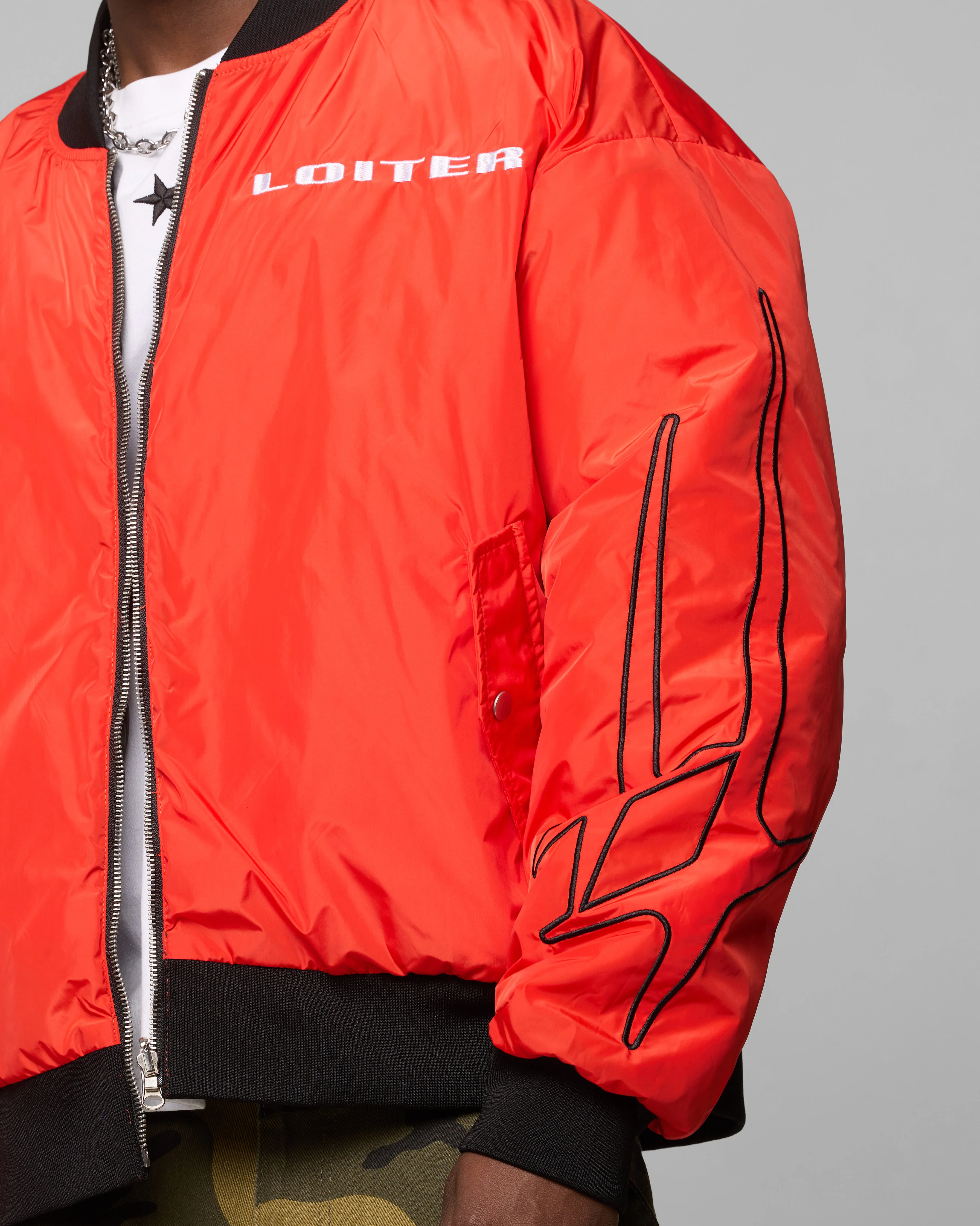Loiter Cyber Reversible Bomber Jacket Red/Green - Image 11