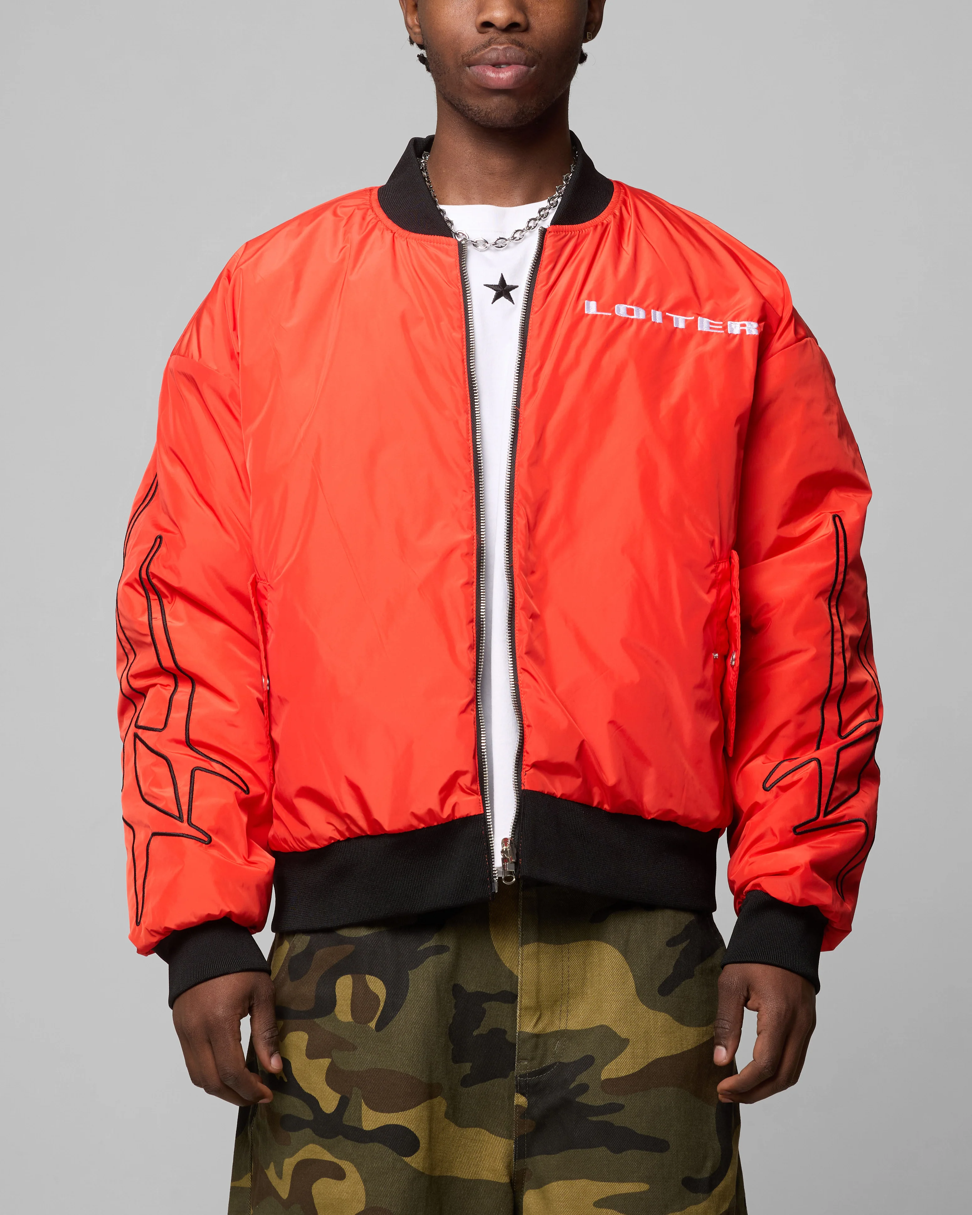 Loiter Cyber Reversible Bomber Jacket Red/Green - Image 2