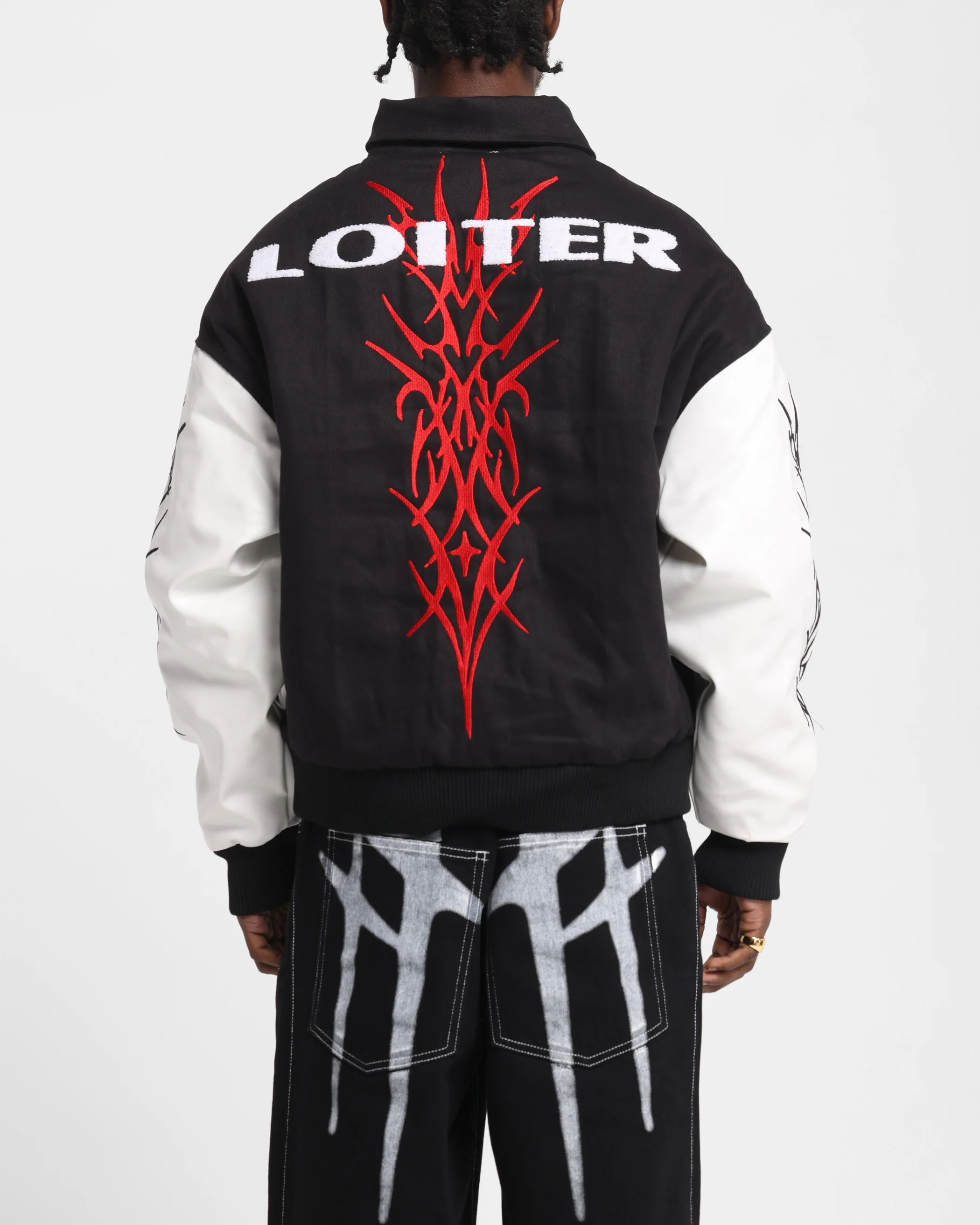 Loiter Cyber Varsity Jacket Black/White - Image 2