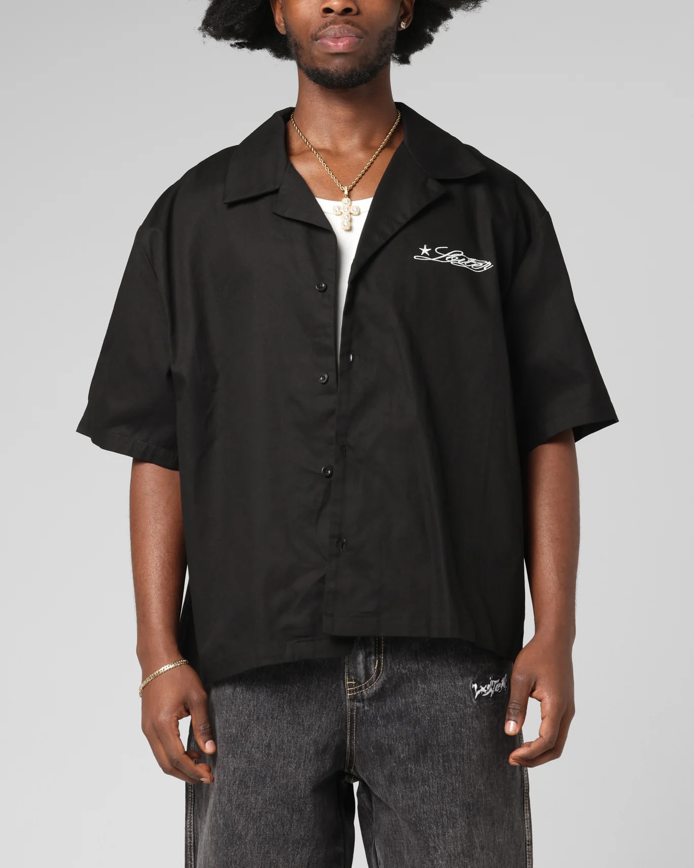 Loiter Daytona Button Up Shirt Black - Image 2