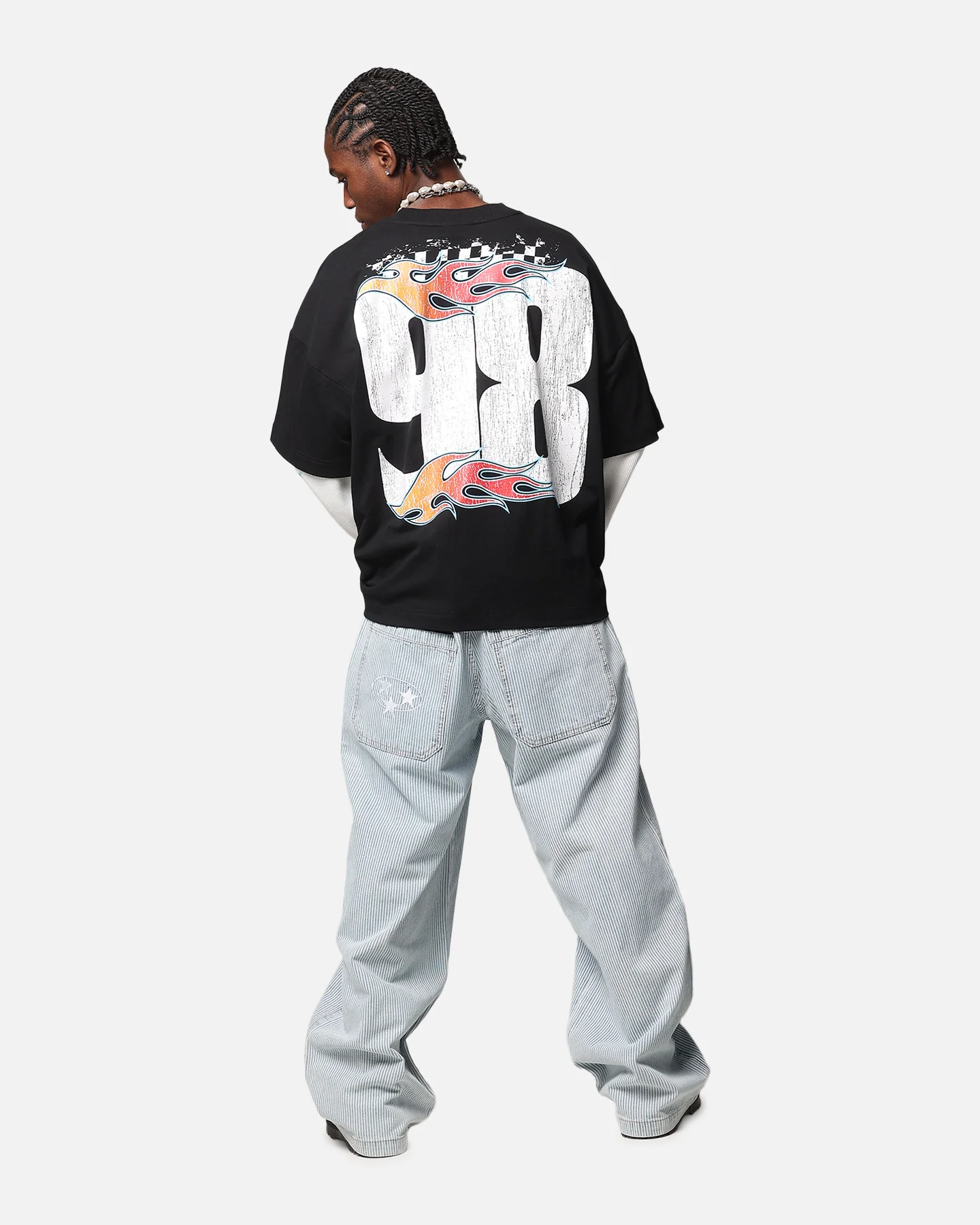 Loiter Daytona Layered Long Sleeve T-Shirt Black/White - Image 4