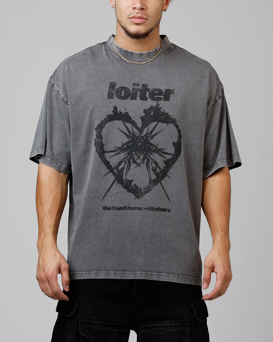 Loiter Desire T-Shirt Washed Charcoal - Image 2