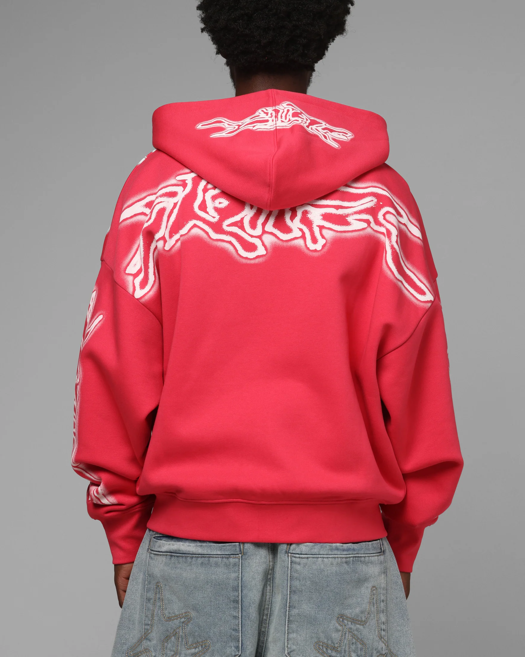 Loiter Dog Pound Airbrush Zip Hoodie Pink - Image 2