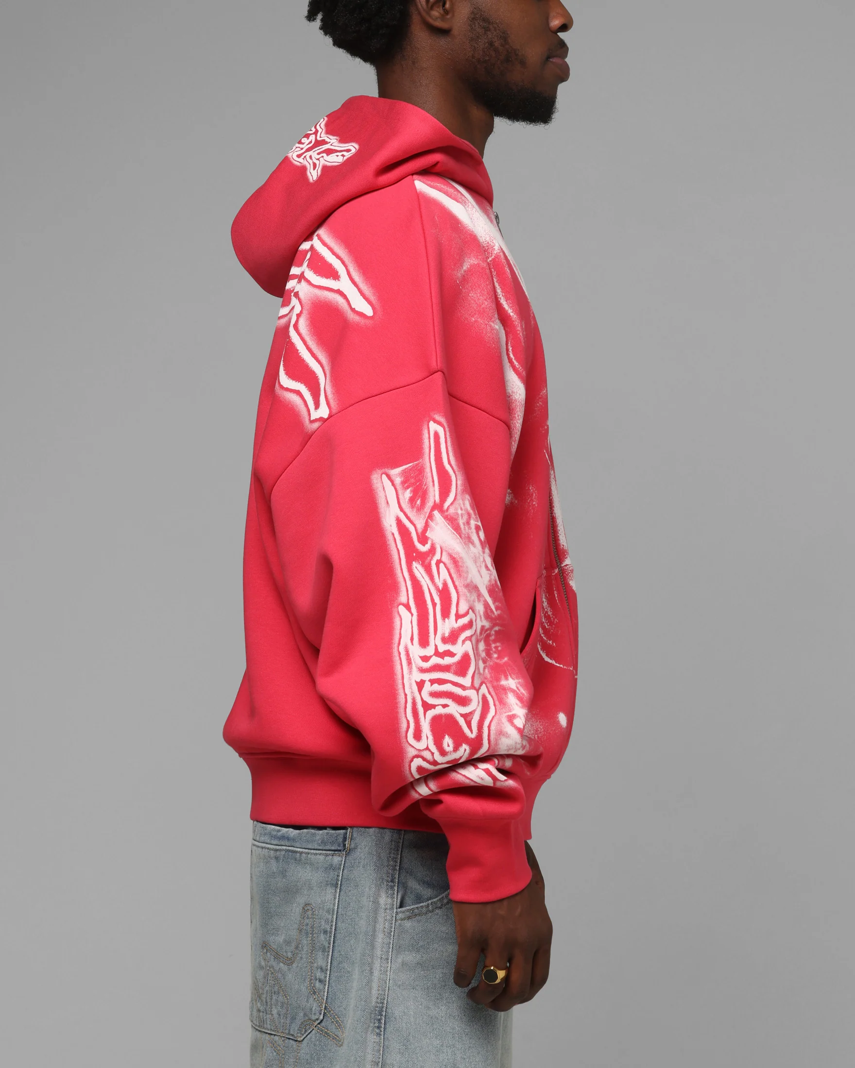 Loiter Dog Pound Airbrush Zip Hoodie Pink - Image 5