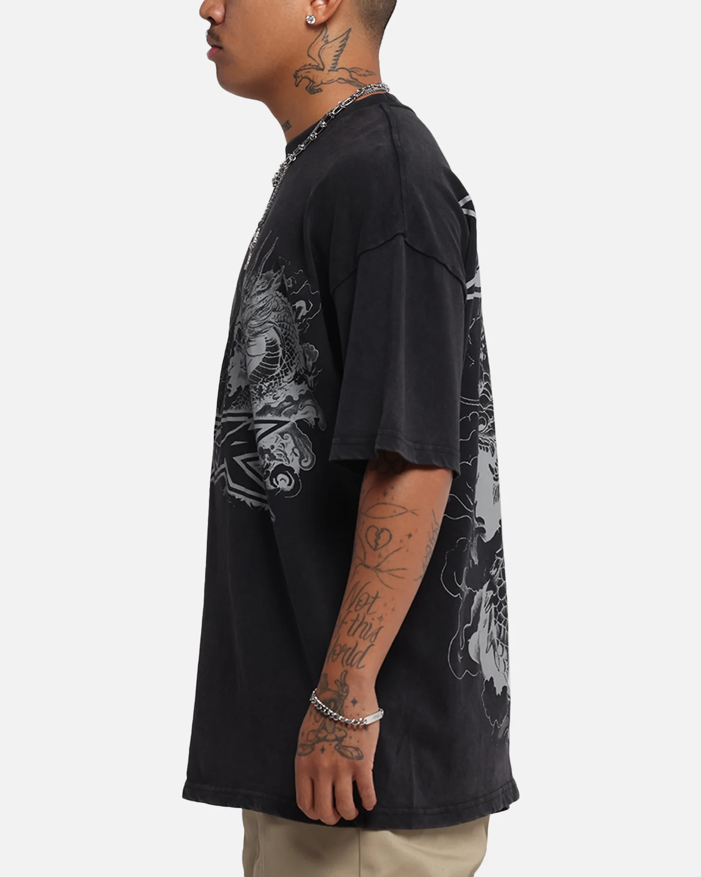 Loiter Draco Born T-Shirt Black Acidwash - Image 6