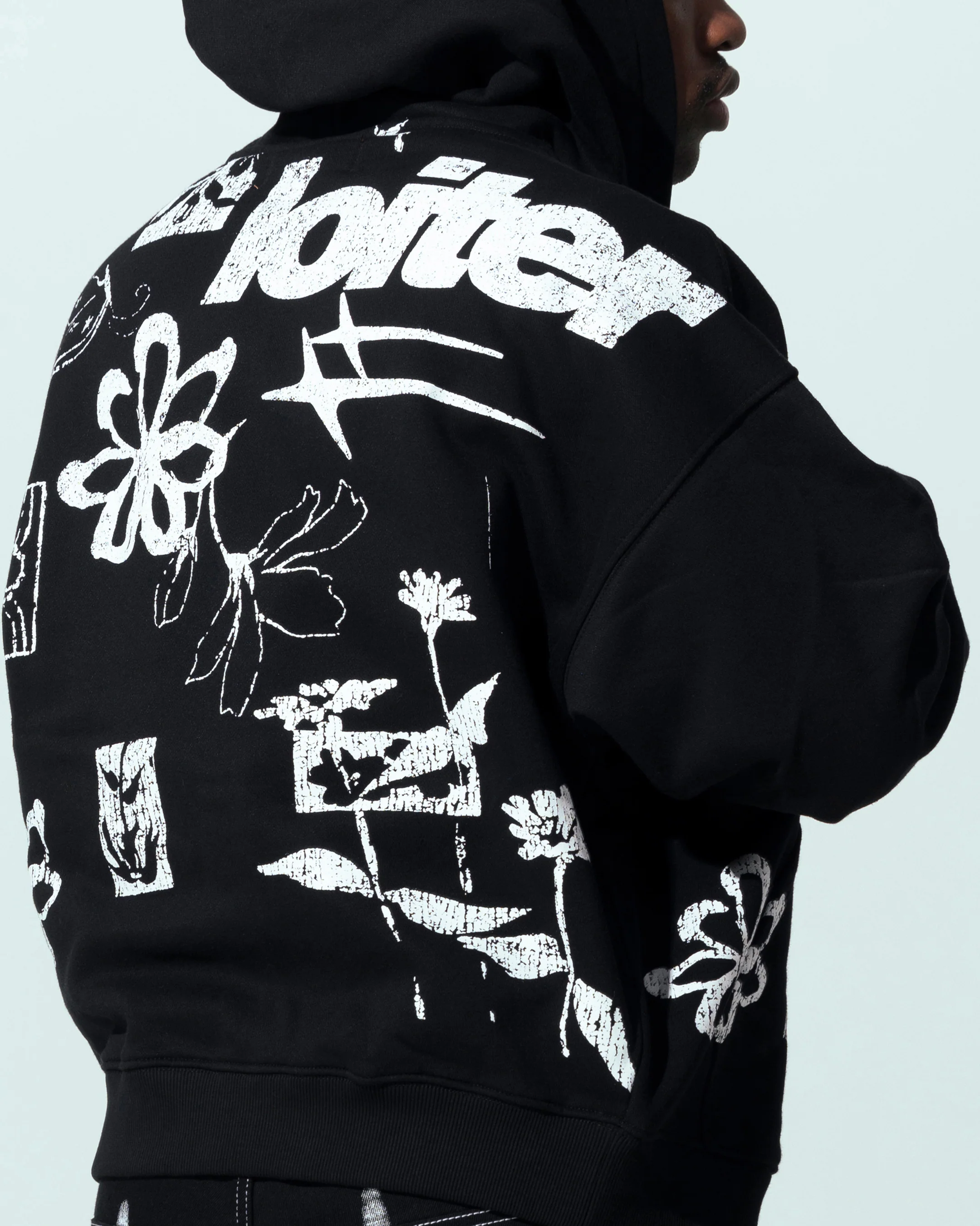Loiter Flower Bed Zip Hoodie Black - Image 8