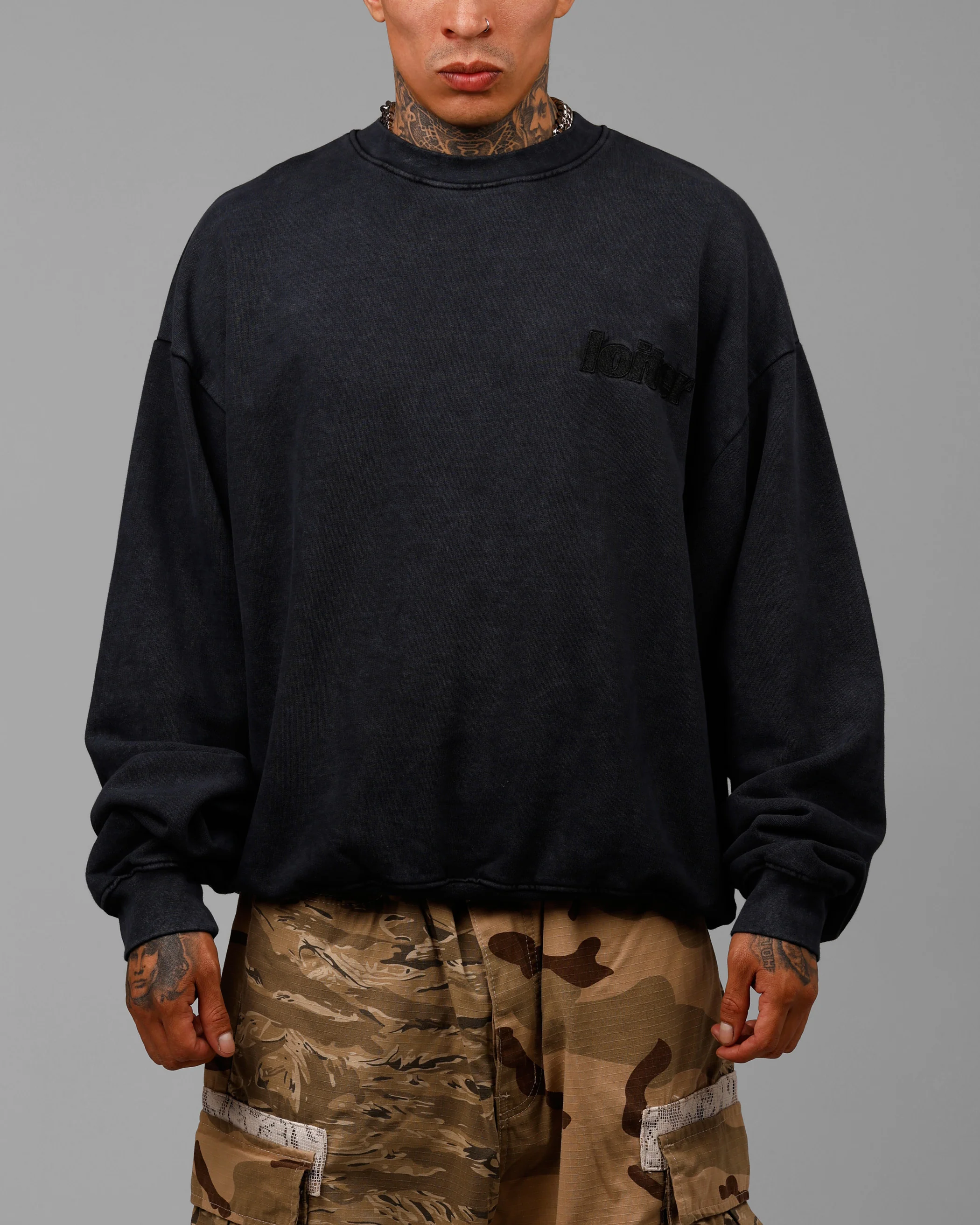 Loiter Freeway Crewneck Washed Black - Image 2