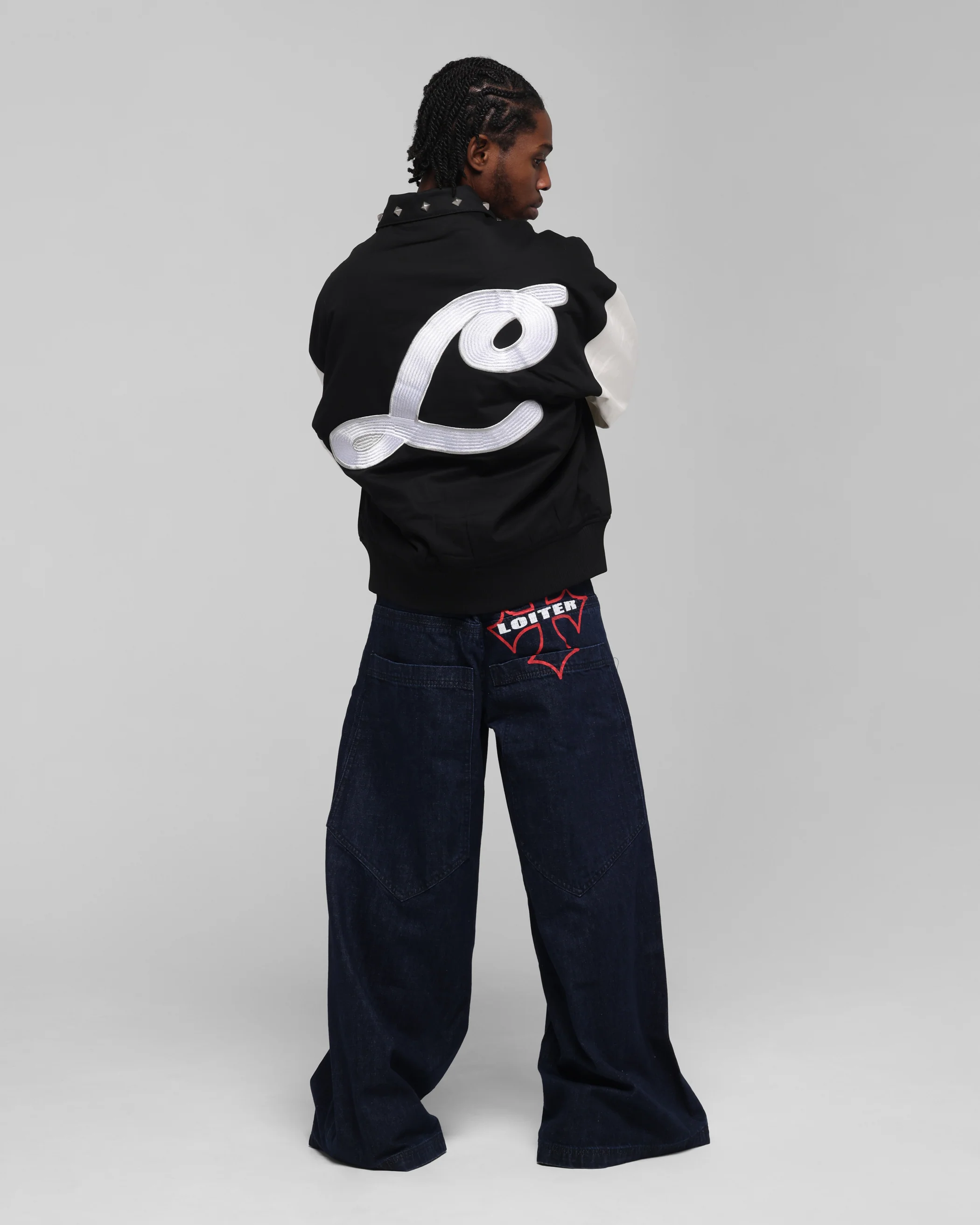 Loiter Frontier Varsity Jacket Black/Off White - Image 4