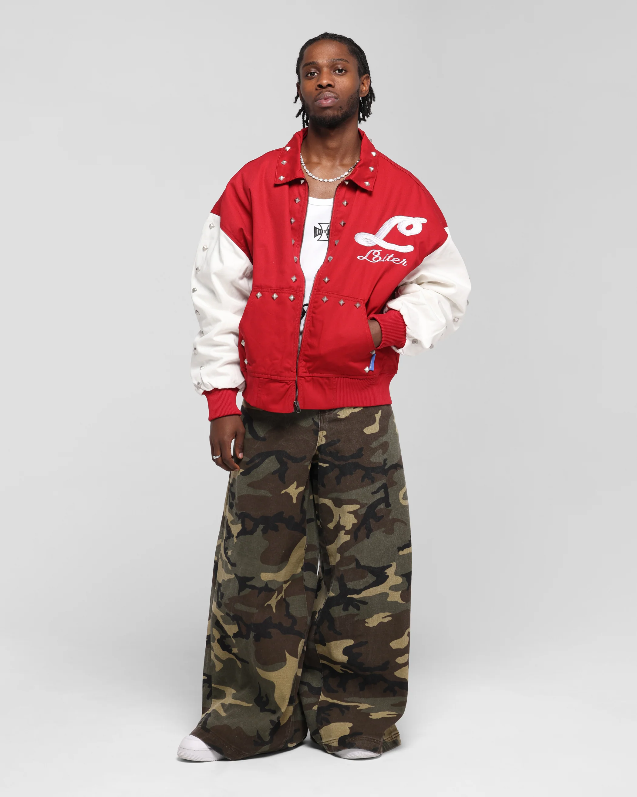 Loiter Frontier Varsity Jacket Red - Image 3