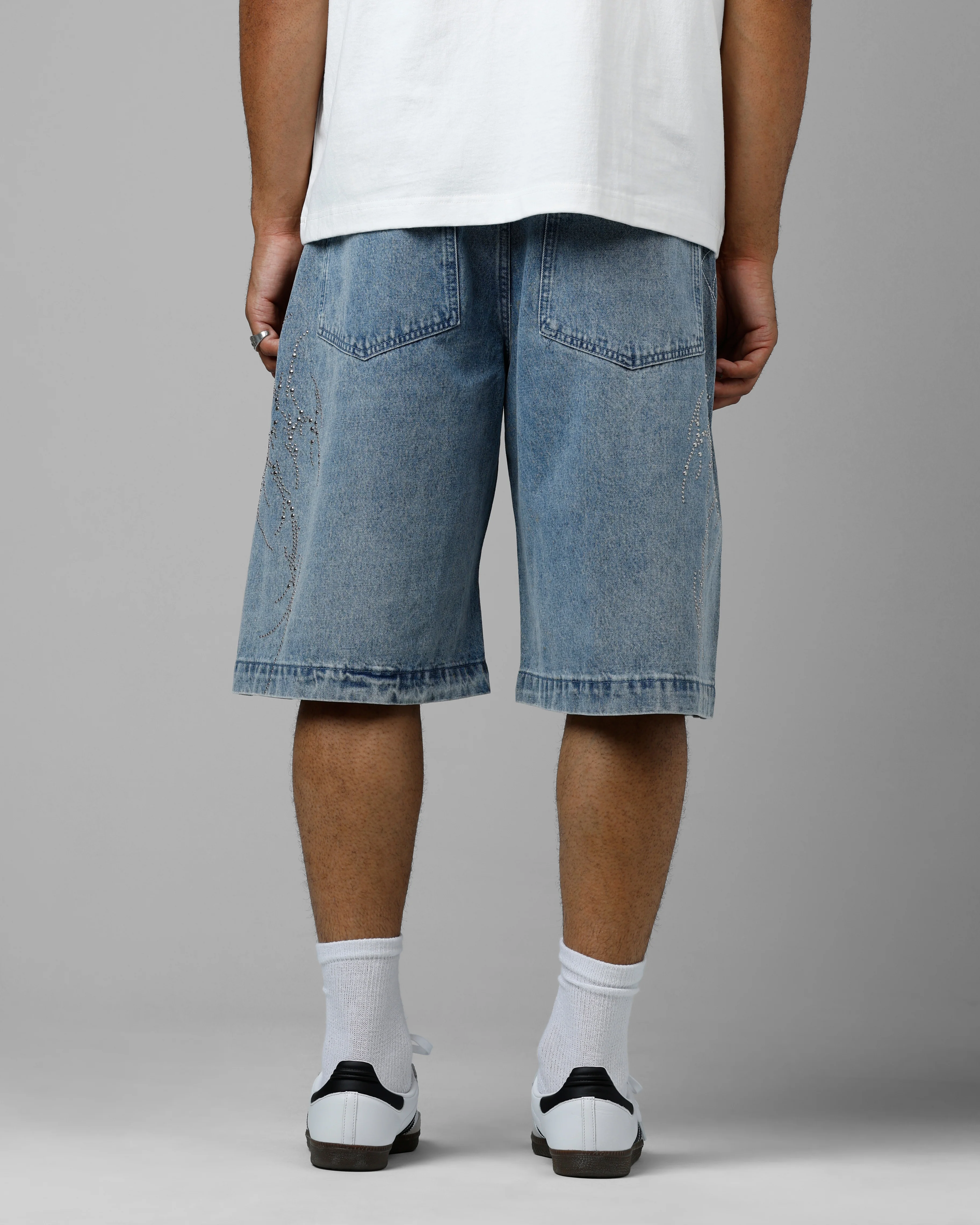 Loiter Goth Clique Jorts Blue Denim - Image 5