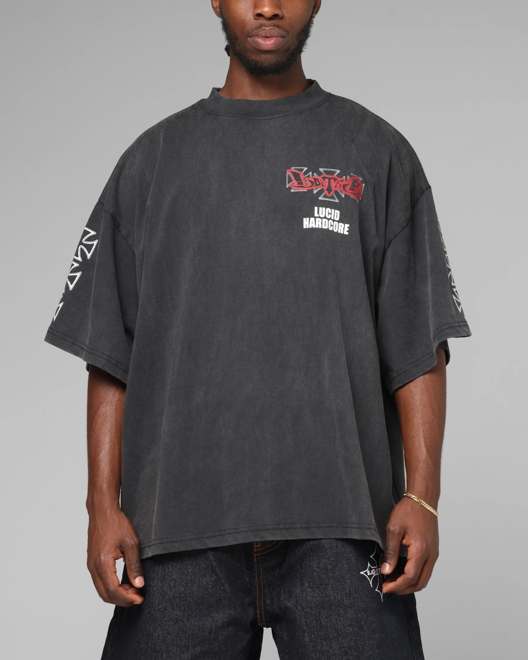 Loiter Hardcore Premium T-Shirt Washed Black - Image 2