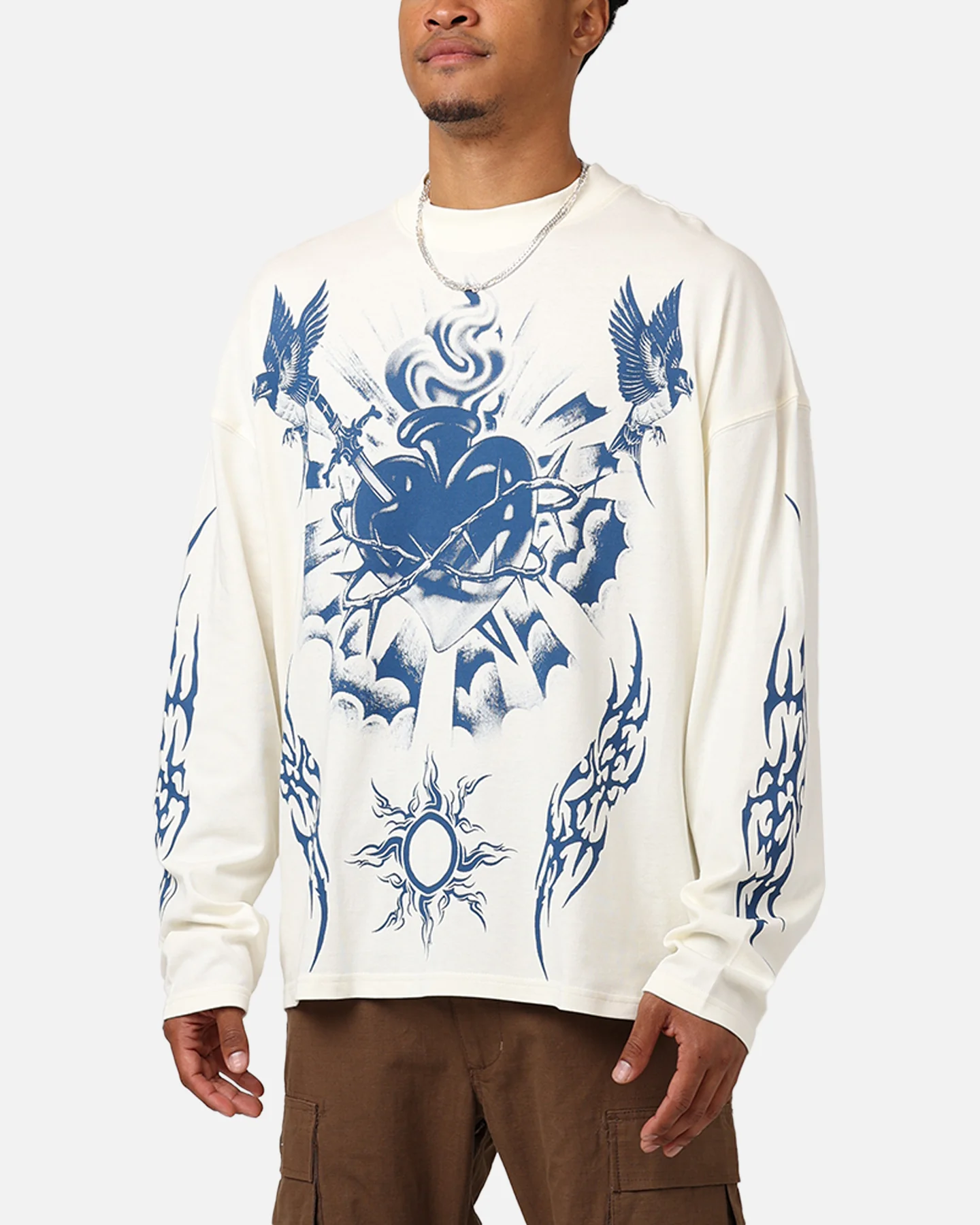 Loiter Hearts Ablaze Long Sleeve T-Shirt Off White - Image 8