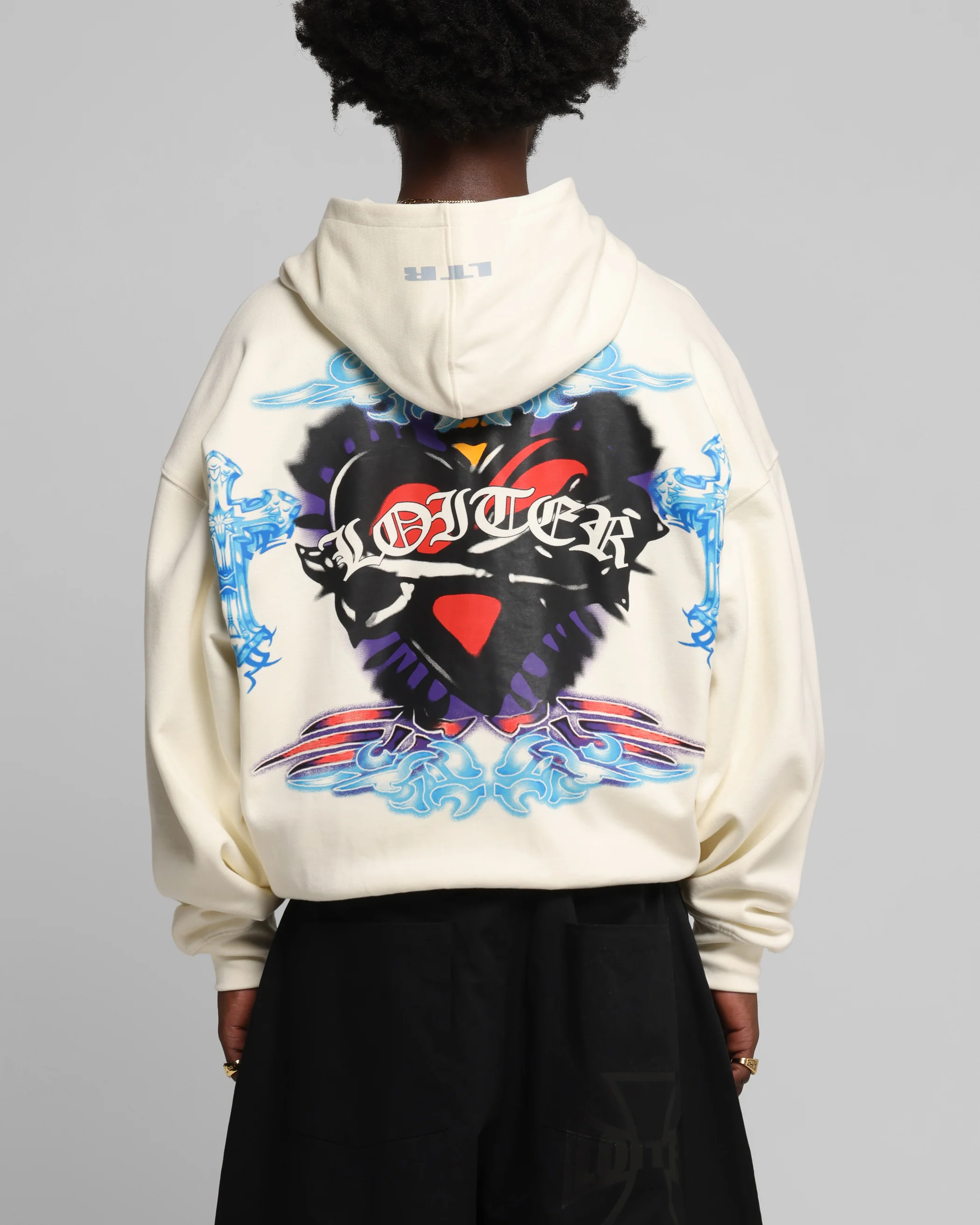 Loiter Hearts Zip Hoodie Off White - Image 2