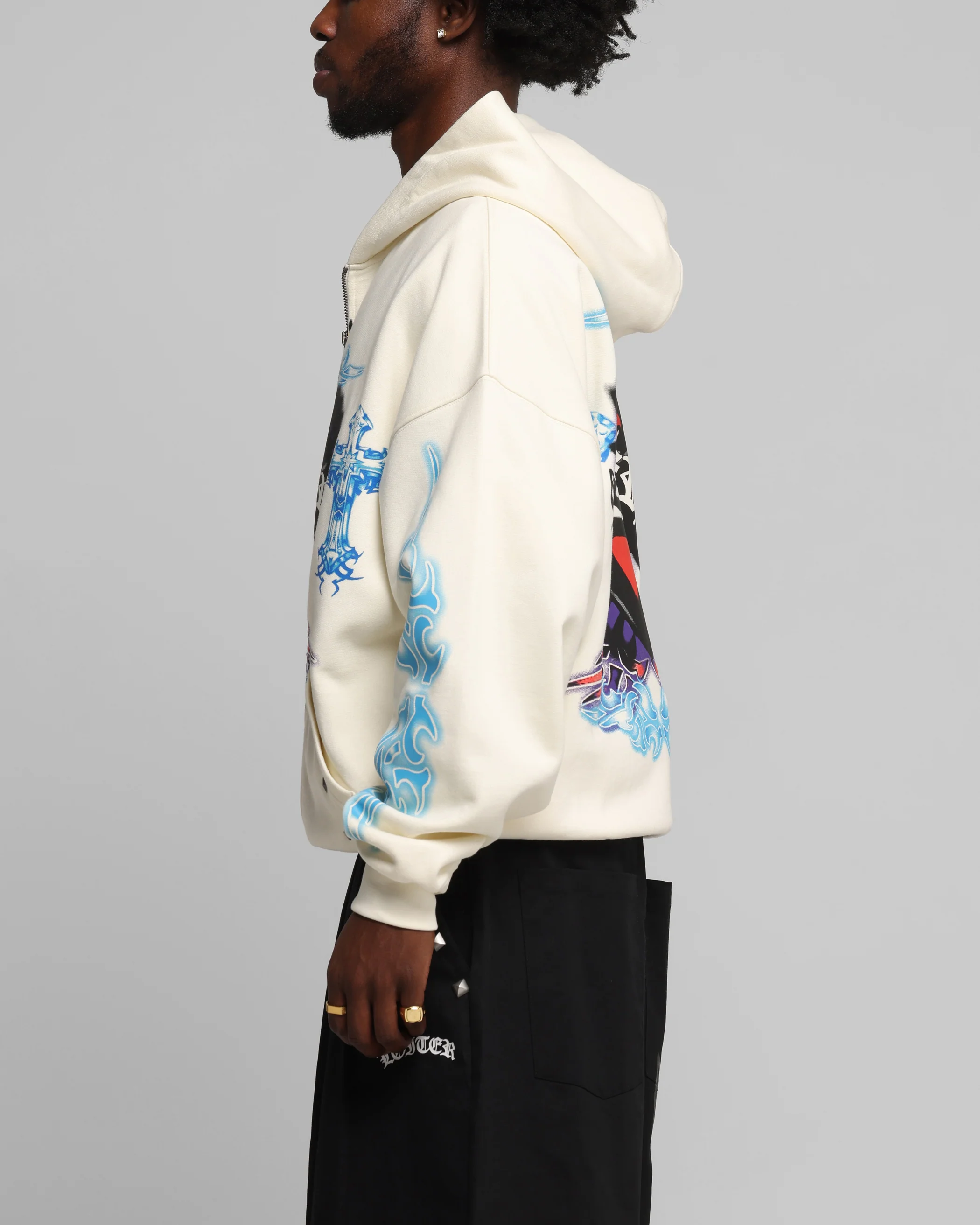 Loiter Hearts Zip Hoodie Off White - Image 6