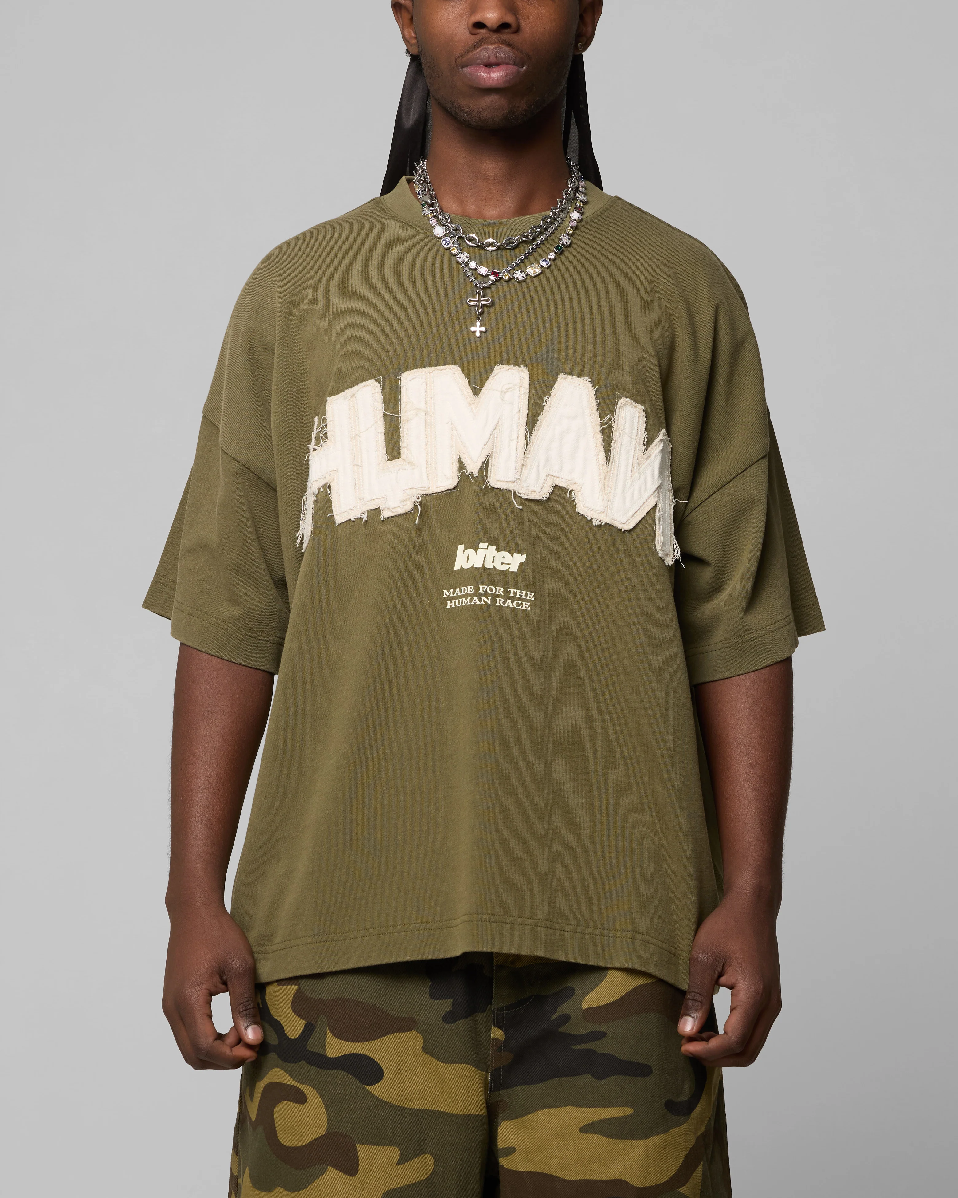Loiter Human Box T-Shirt Vintage Khaki