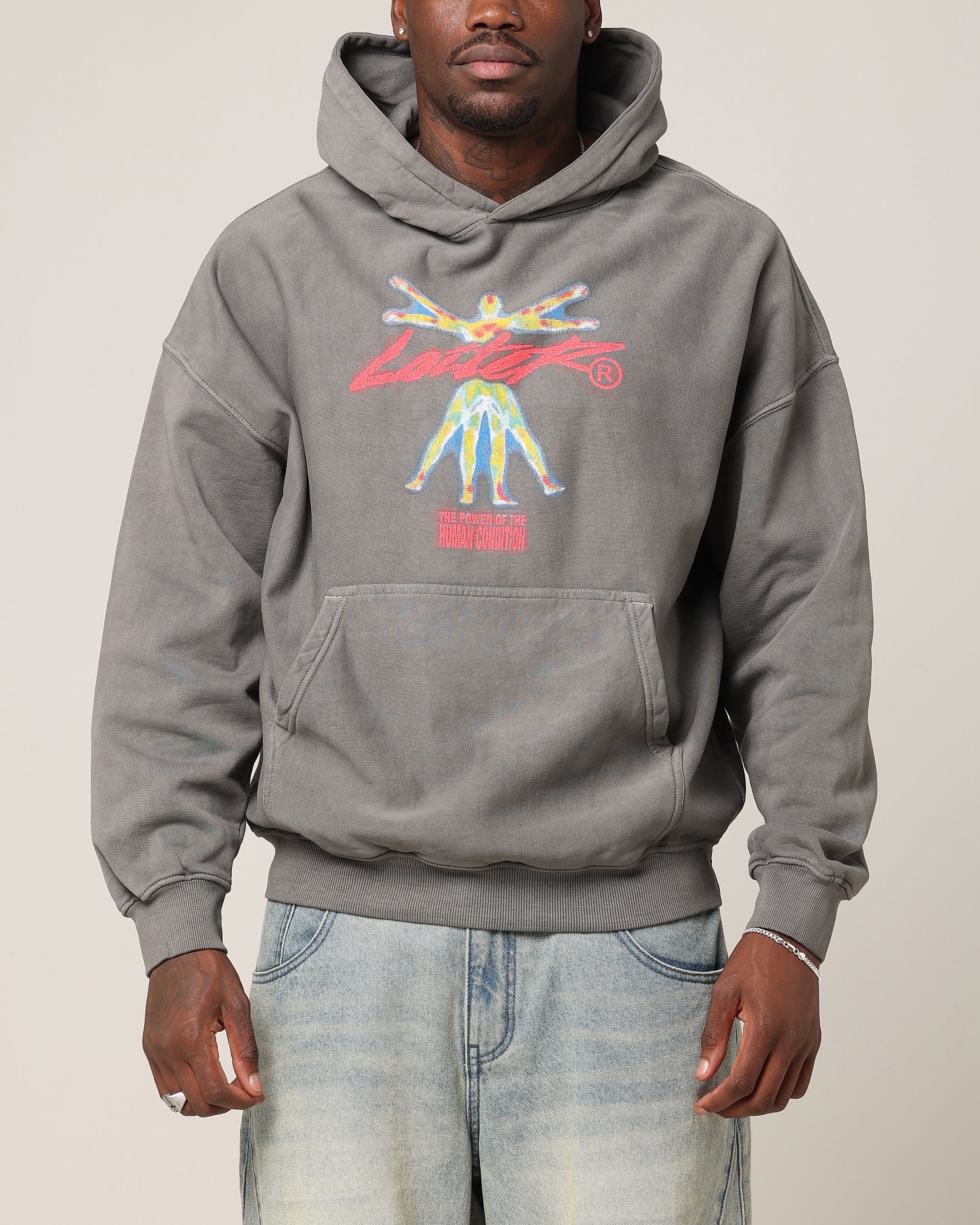 Loiter Human Condition Hoodie Washed Charcoal - Image 2