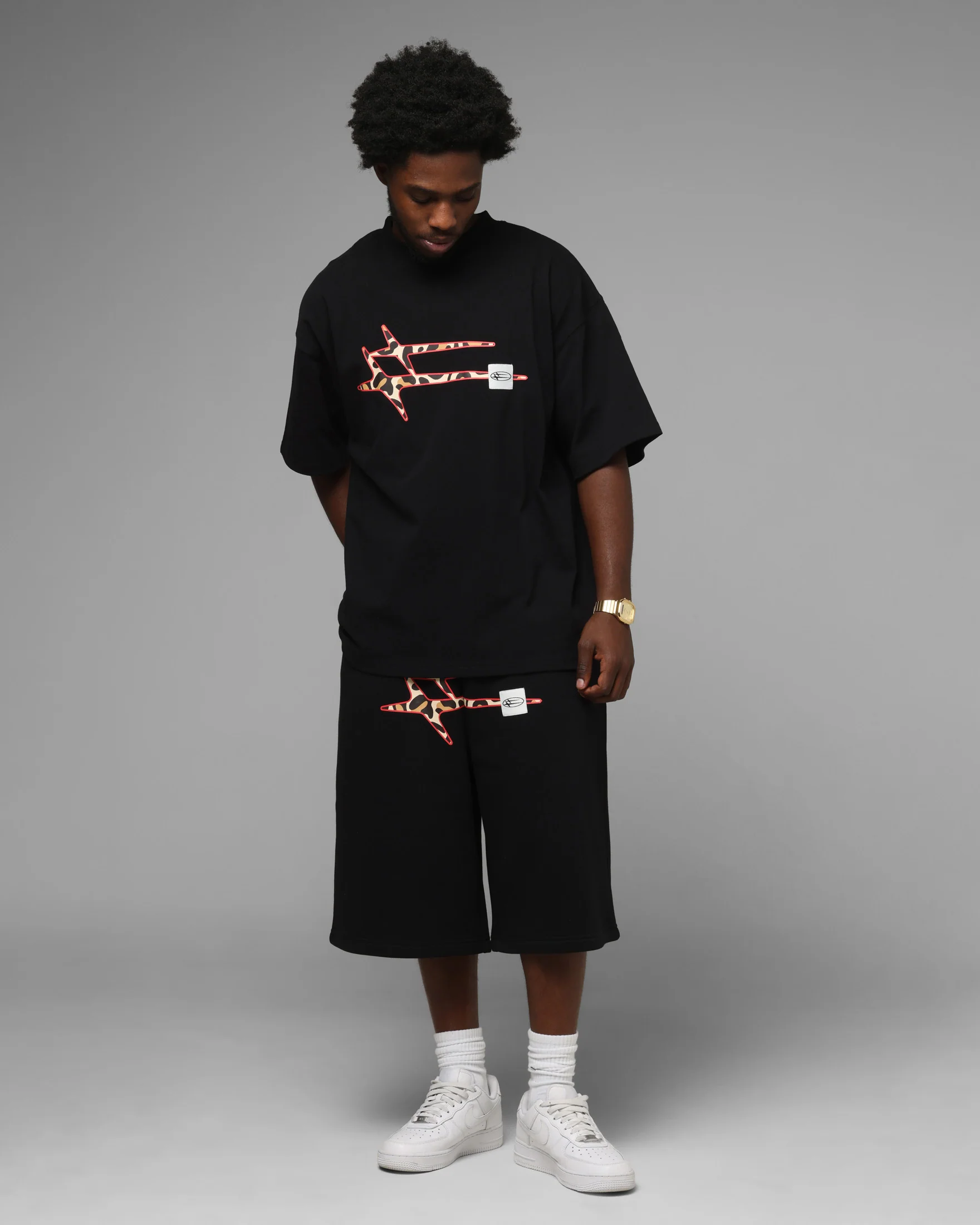 Loiter Hybrid Premium T-Shirt Black/Leopard - Image 2