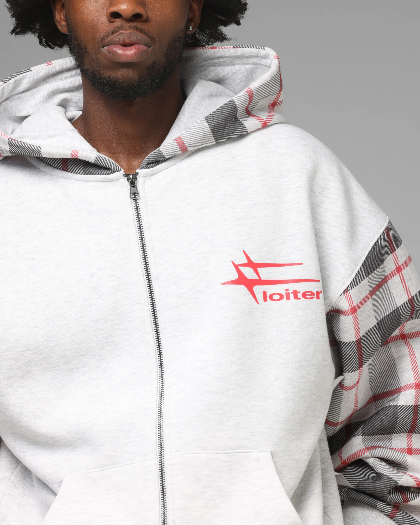 Loiter Ultra Hybrid Zip Hoodie Off White/Red - Image 7