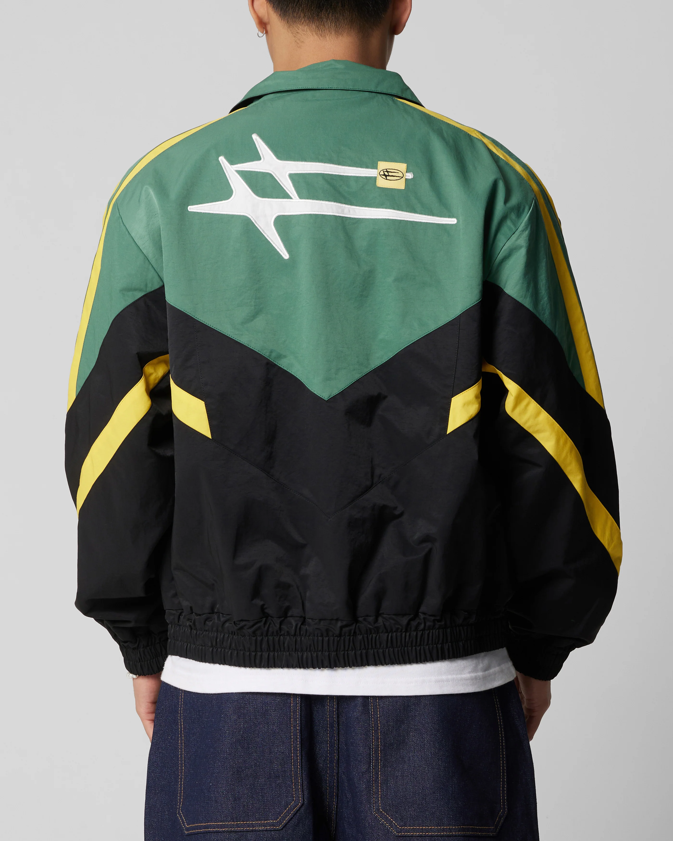 Loiter Hybrid Track Jacket Green/Yellow - Image 2