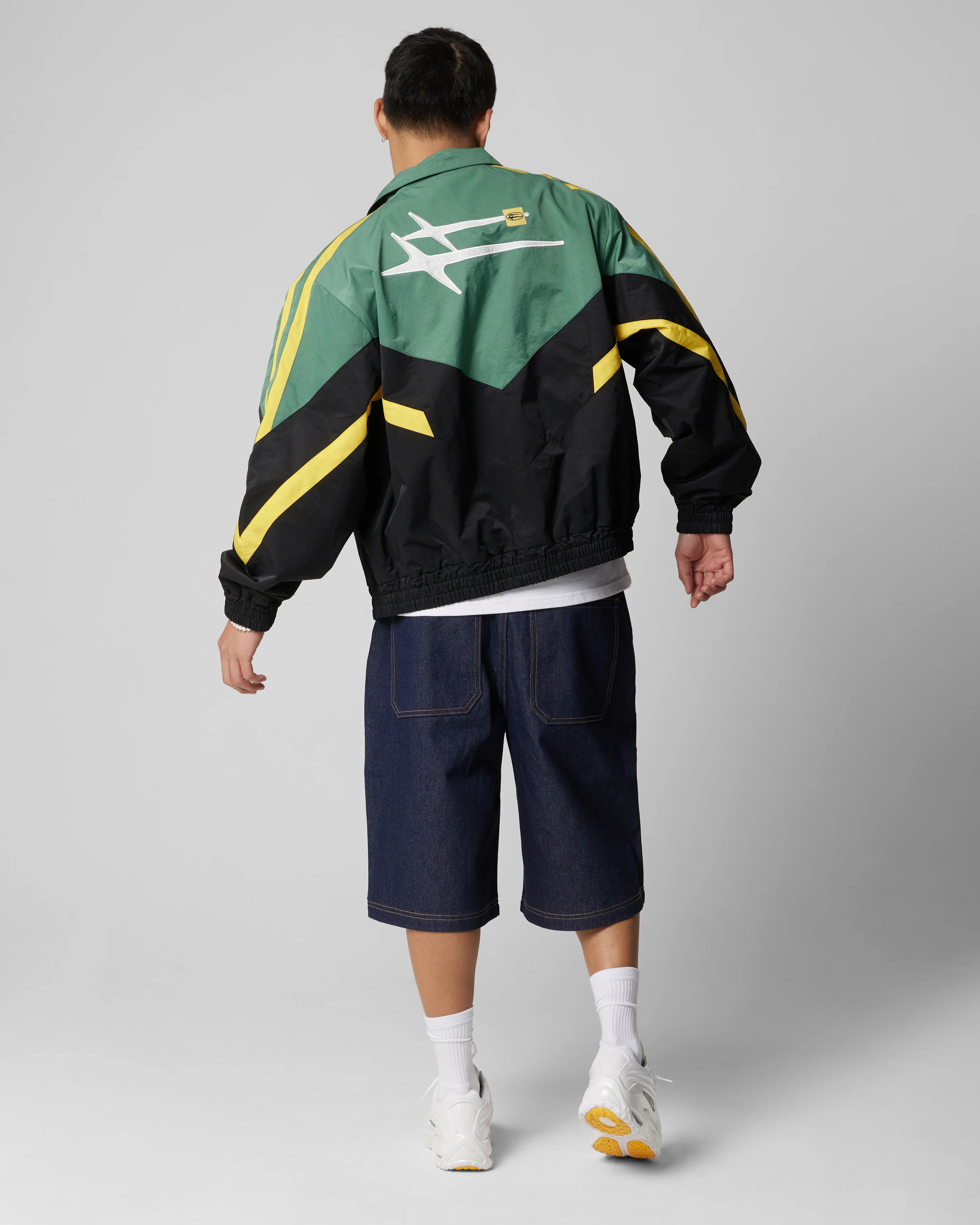 Loiter Hybrid Track Jacket Green/Yellow - Image 4